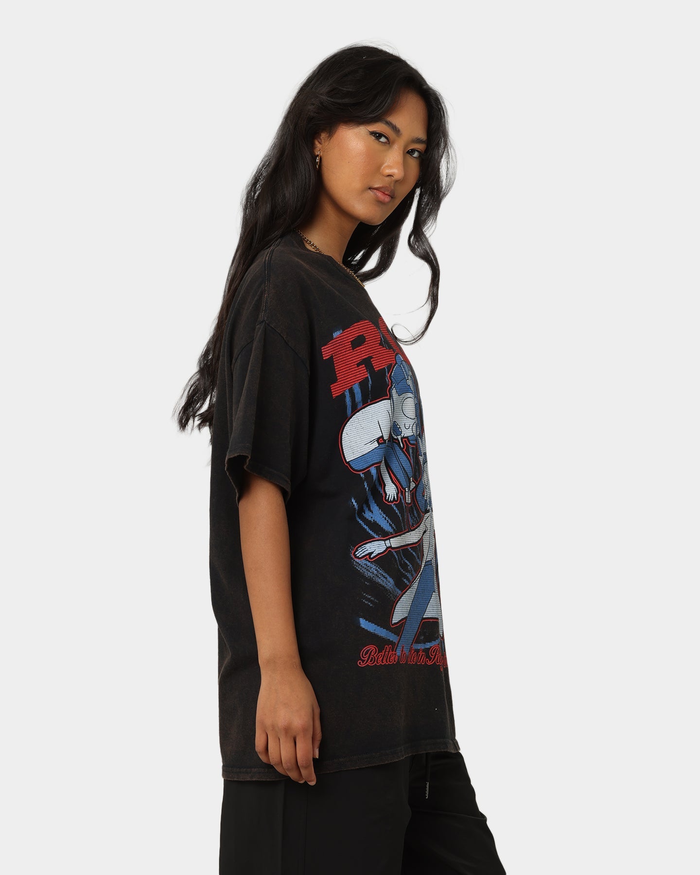 Goat Crew X Rick And Morty Roy Vintage T-Shirt Washed Black Style001