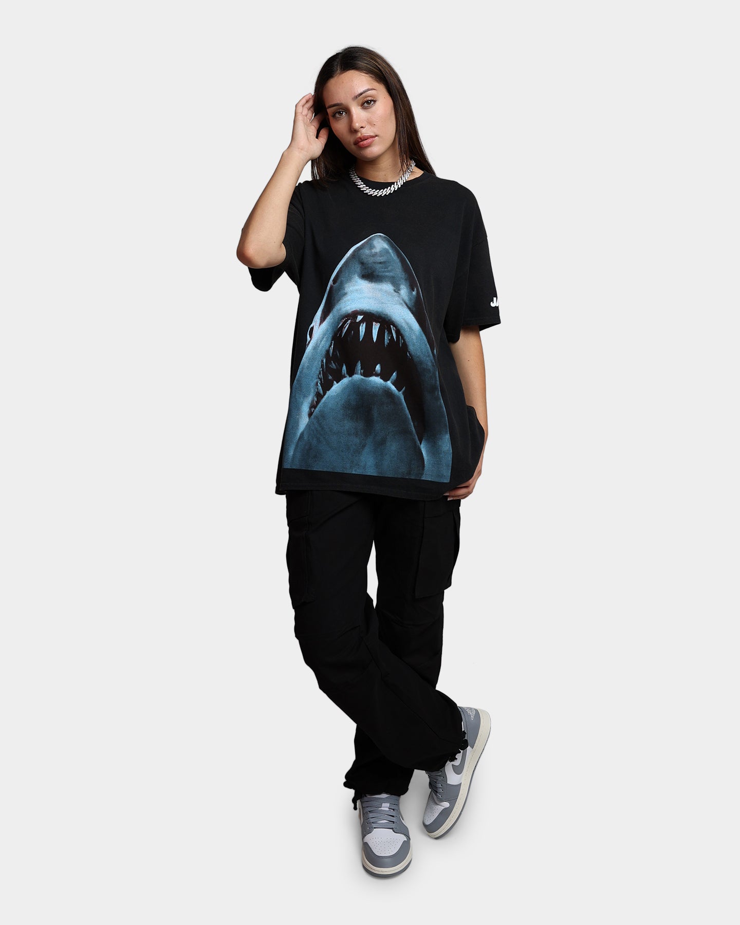 American Thrift X Jaws Jaws Vintage T-Shirt Black Wash Style001