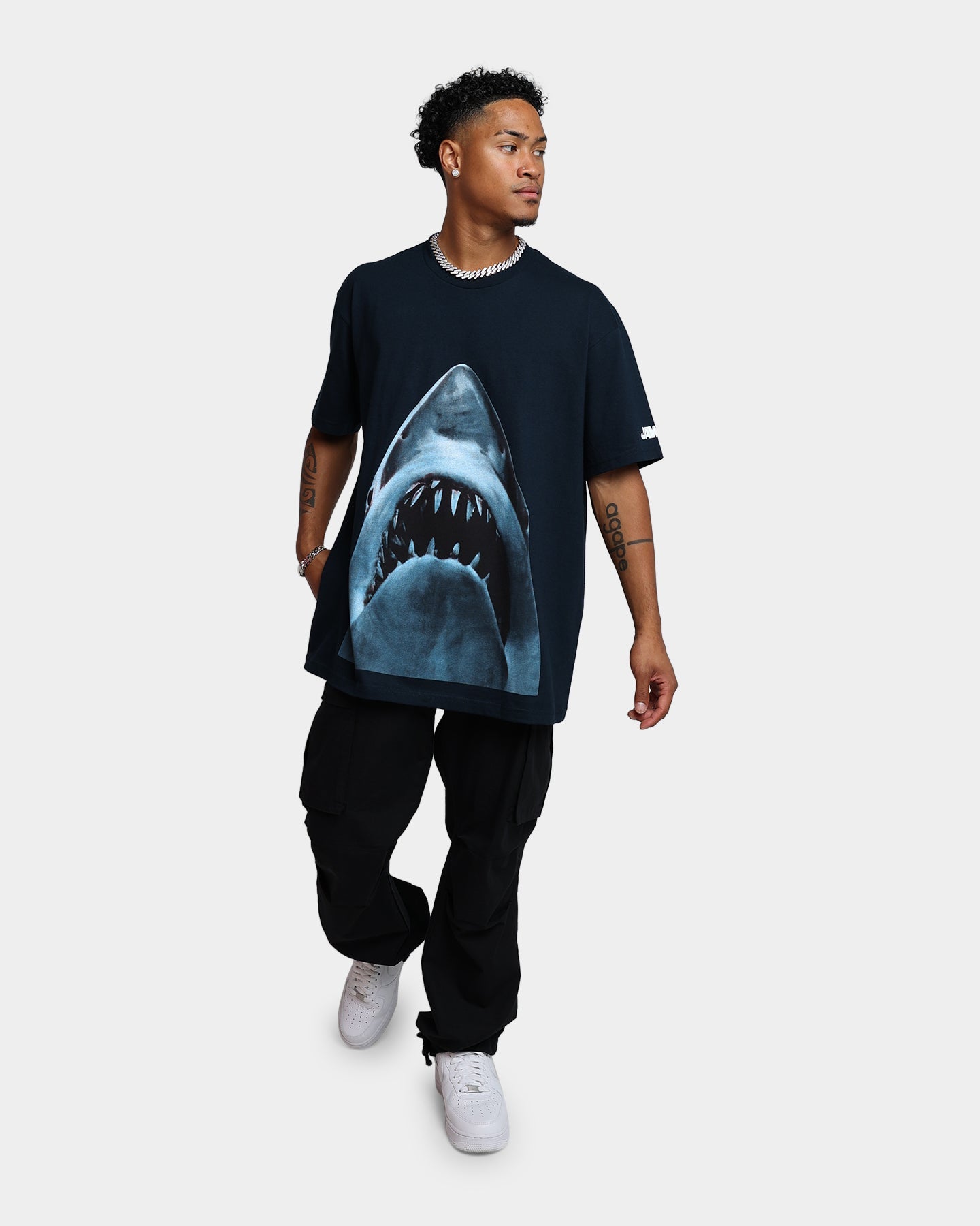 American Thrift X Jaws Jaws Vintage T-Shirt Navy