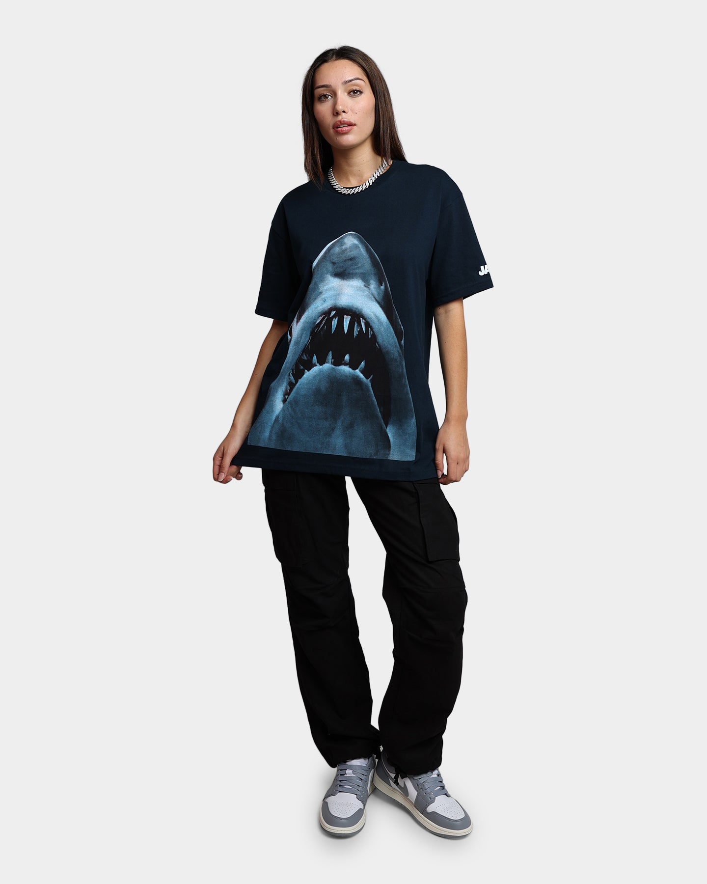 American Thrift X Jaws Jaws Vintage T-Shirt Navy Style001