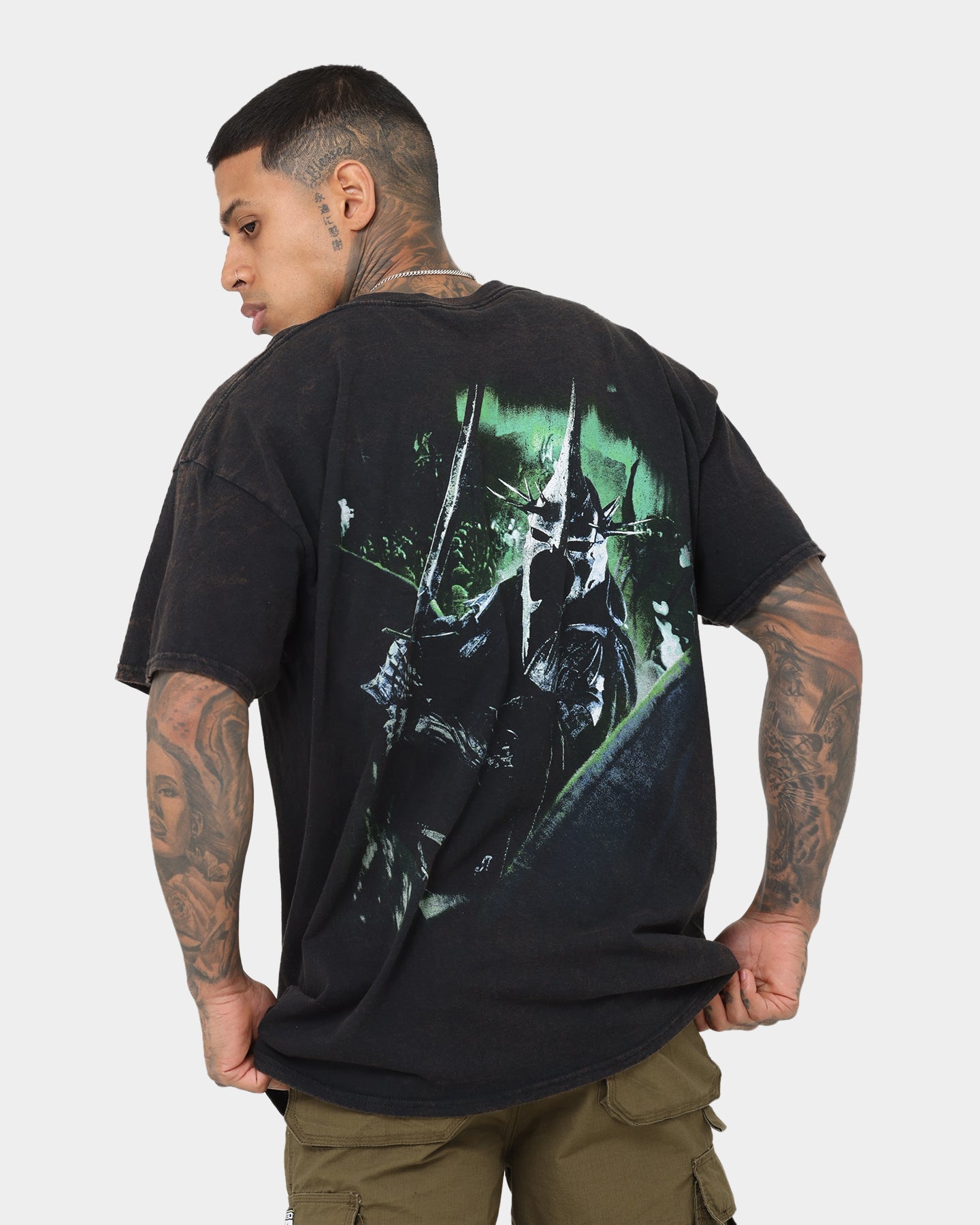 American Thrift X The Lord Of The Rings Witch Kings Of Angmar Vintage T-Shirt Washed Black Style002