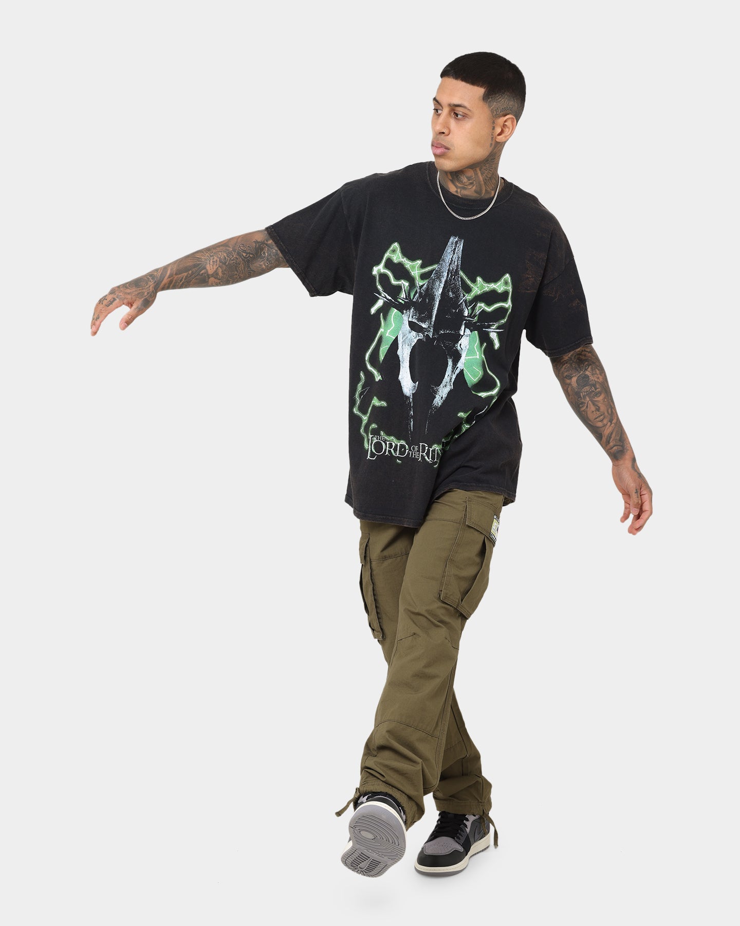 American Thrift X The Lord Of The Rings Witch Kings Of Angmar Vintage T-Shirt Washed Black Style002