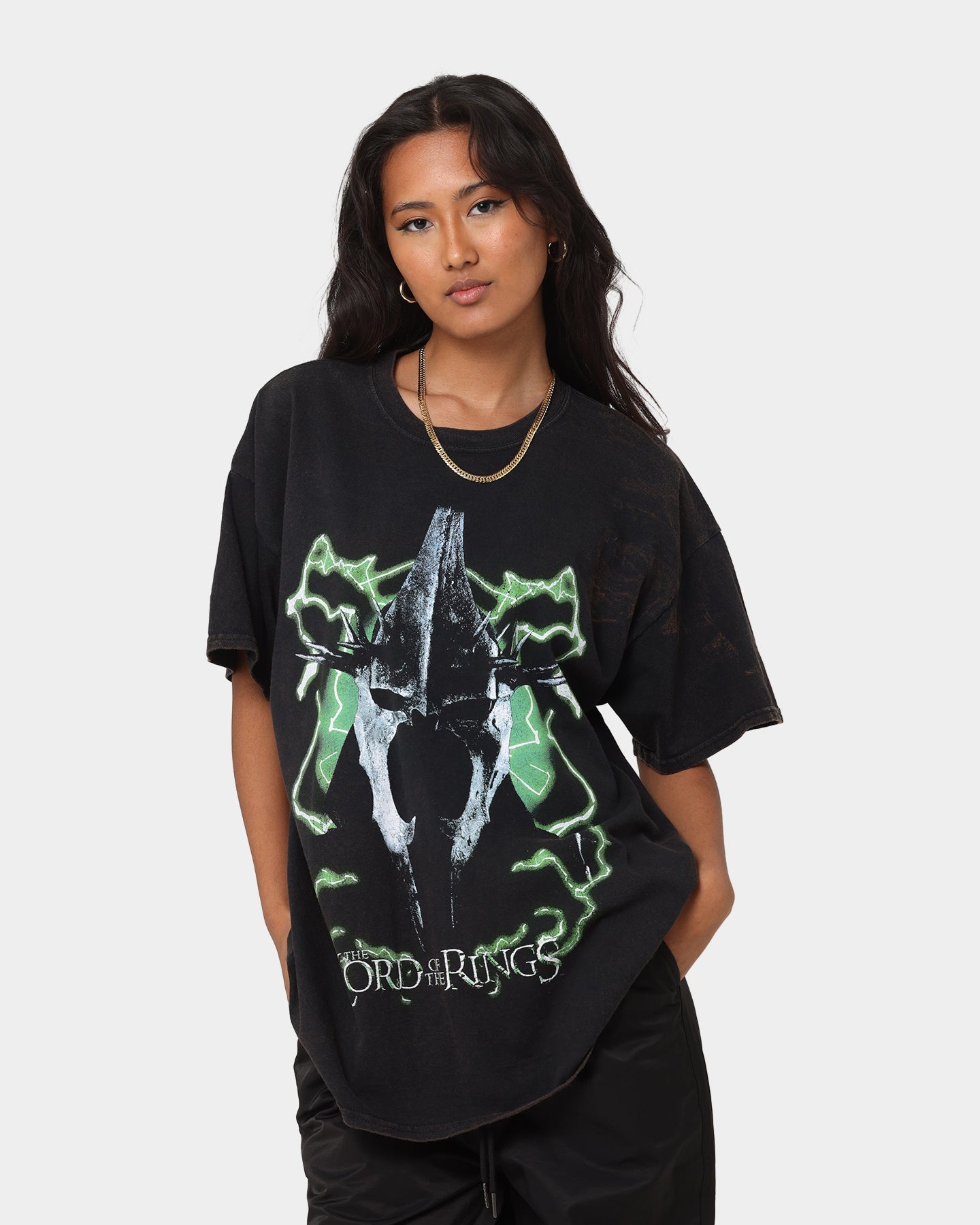 American Thrift X The Lord Of The Rings Witch Kings Of Angmar Vintage T-Shirt Washed Black Style001