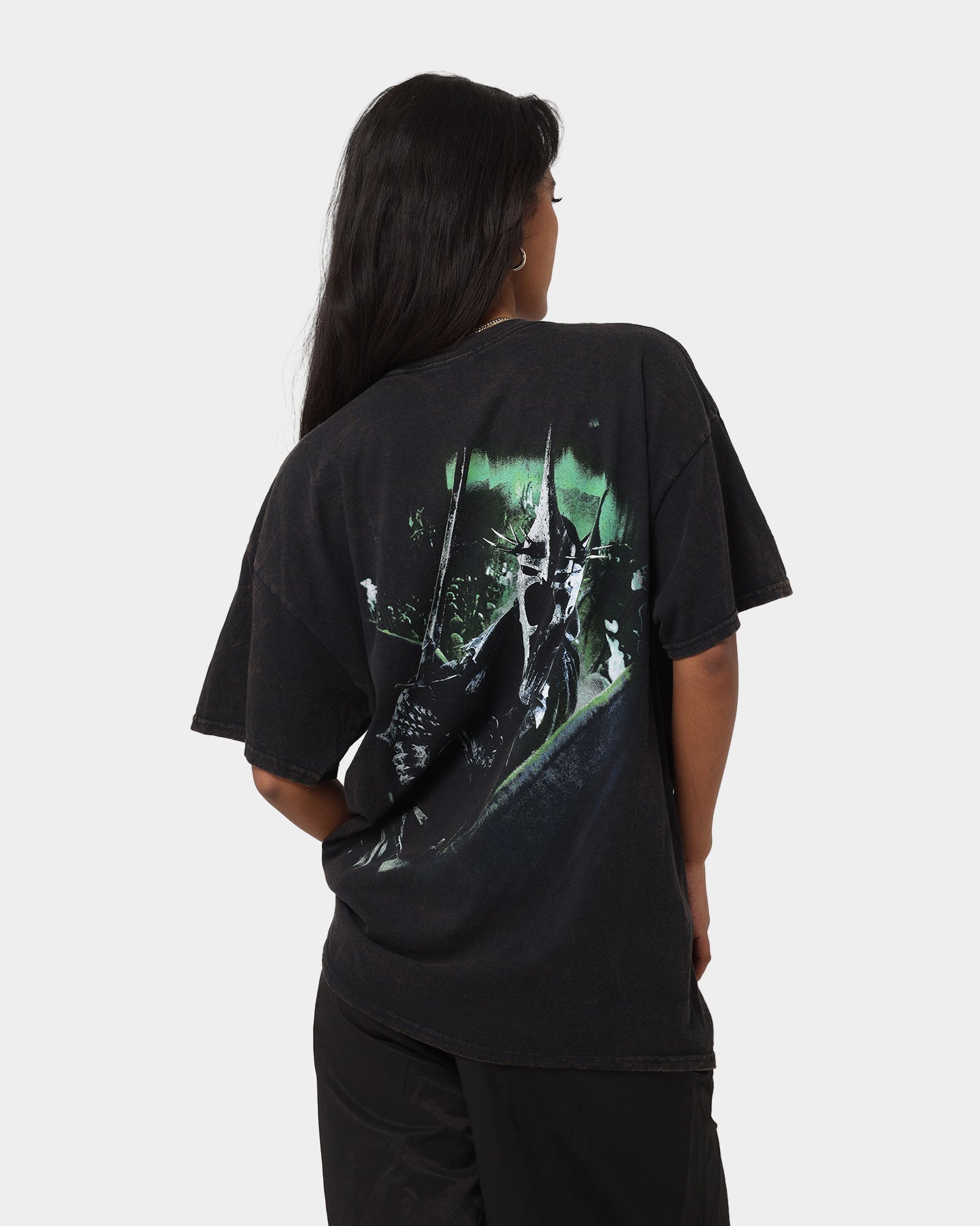 American Thrift X The Lord Of The Rings Witch Kings Of Angmar Vintage T-Shirt Washed Black Style001