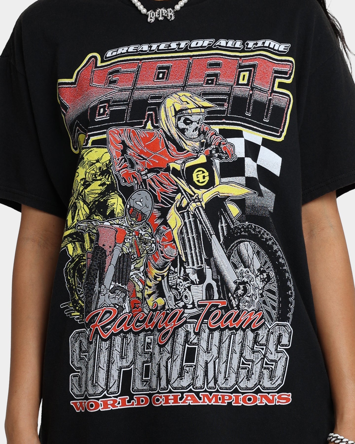 Goat Crew Supercross Racing Team Vintage T-Shirt Black Wash Style001