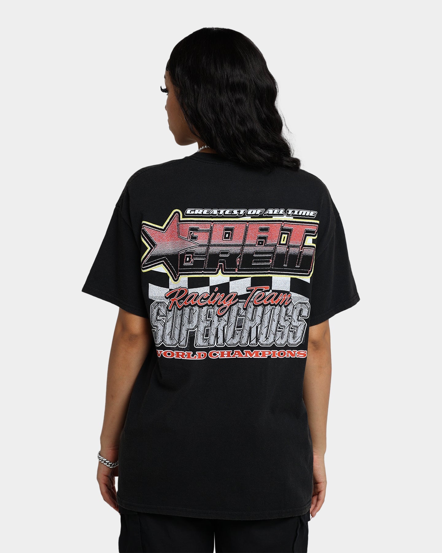 Goat Crew Supercross Racing Team Vintage T-Shirt Black Wash Style001
