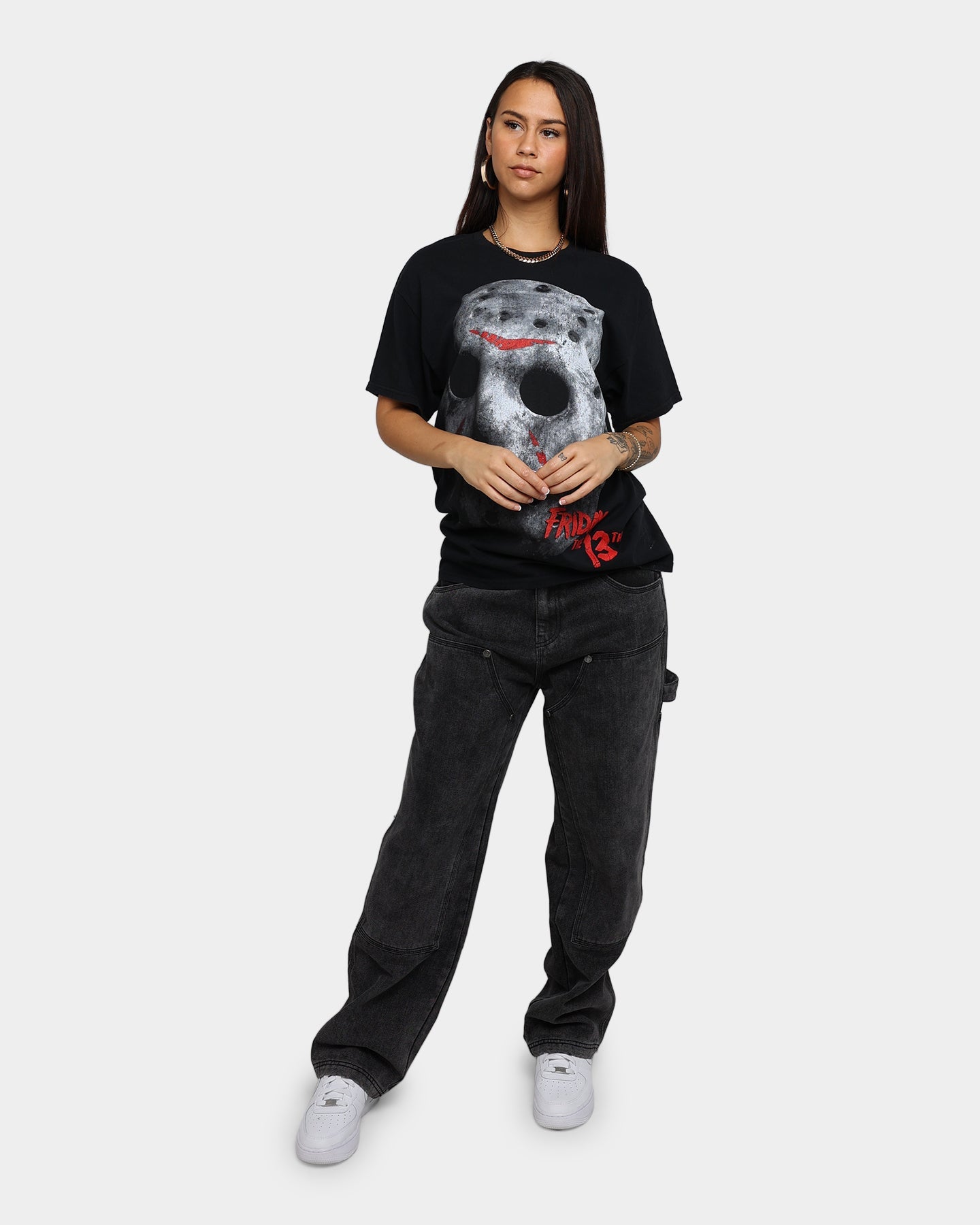 American Thrift X Friday The 13th Jason's Mask Vintage T-Shirt Black Wash Style001