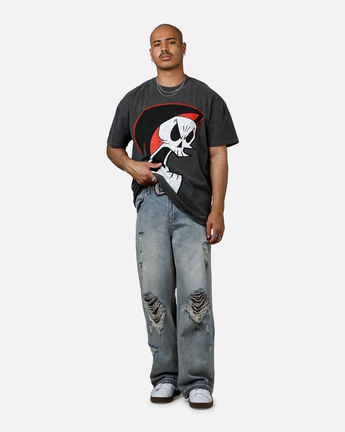American Thrift X Cartoon Network Grim Heavyweight Vintage T-Shirt Black Wash