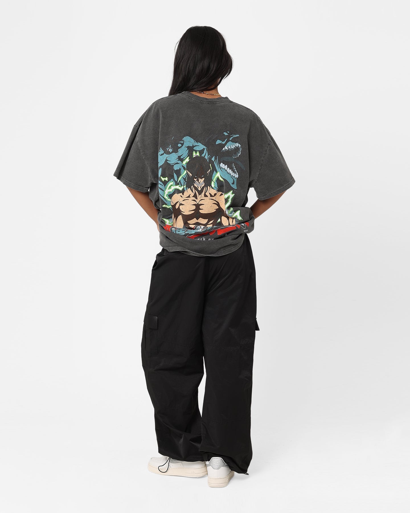 Goat Crew X Attack On Titan Attack Titan Vintage Heavyweight T-Shirt Black Wash Style001
