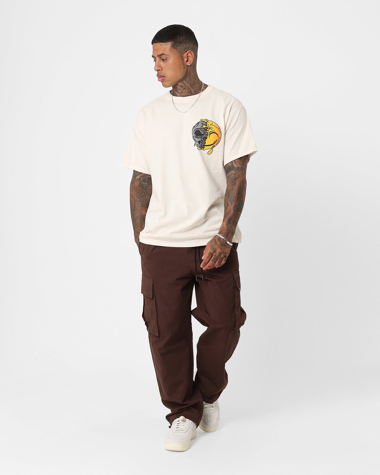 Goat Crew Smiley Skull Vintage T-Shirt Off White