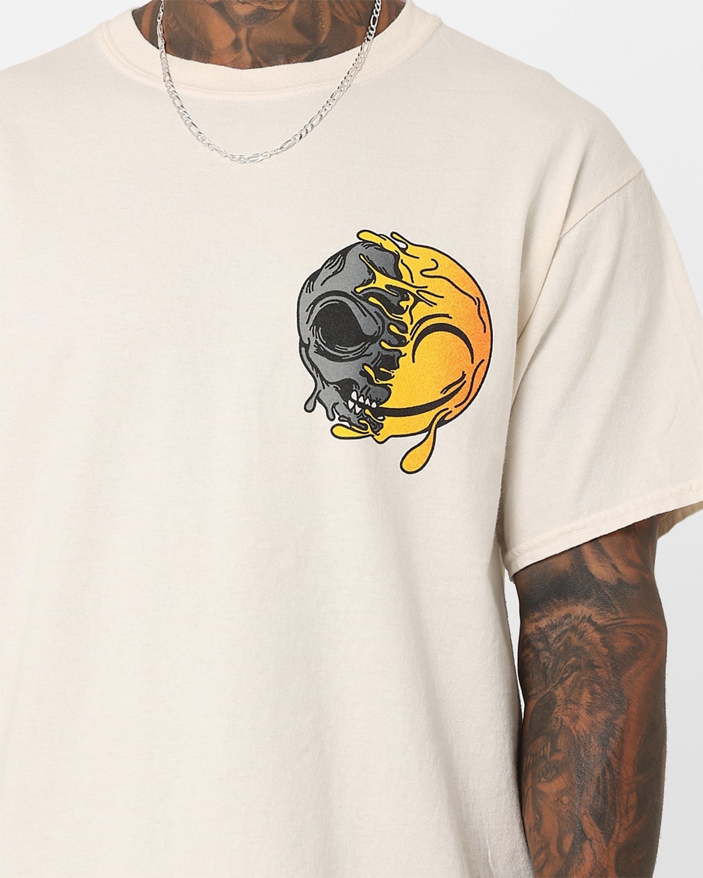 Goat Crew Smiley Skull Vintage T-Shirt Off White