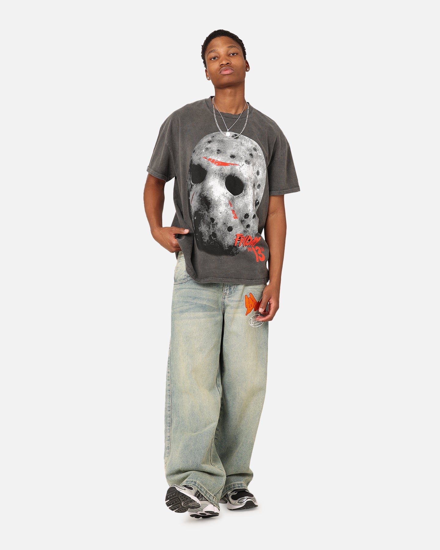 American Thrift X Friday The 13th Jason Mask Vintage T-Shirt Black Wash