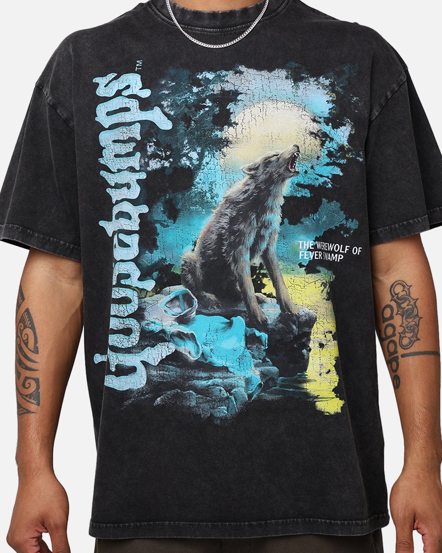 American Thrift X Goosebumps Fever Tree Vintage T-Shirt Black Wash