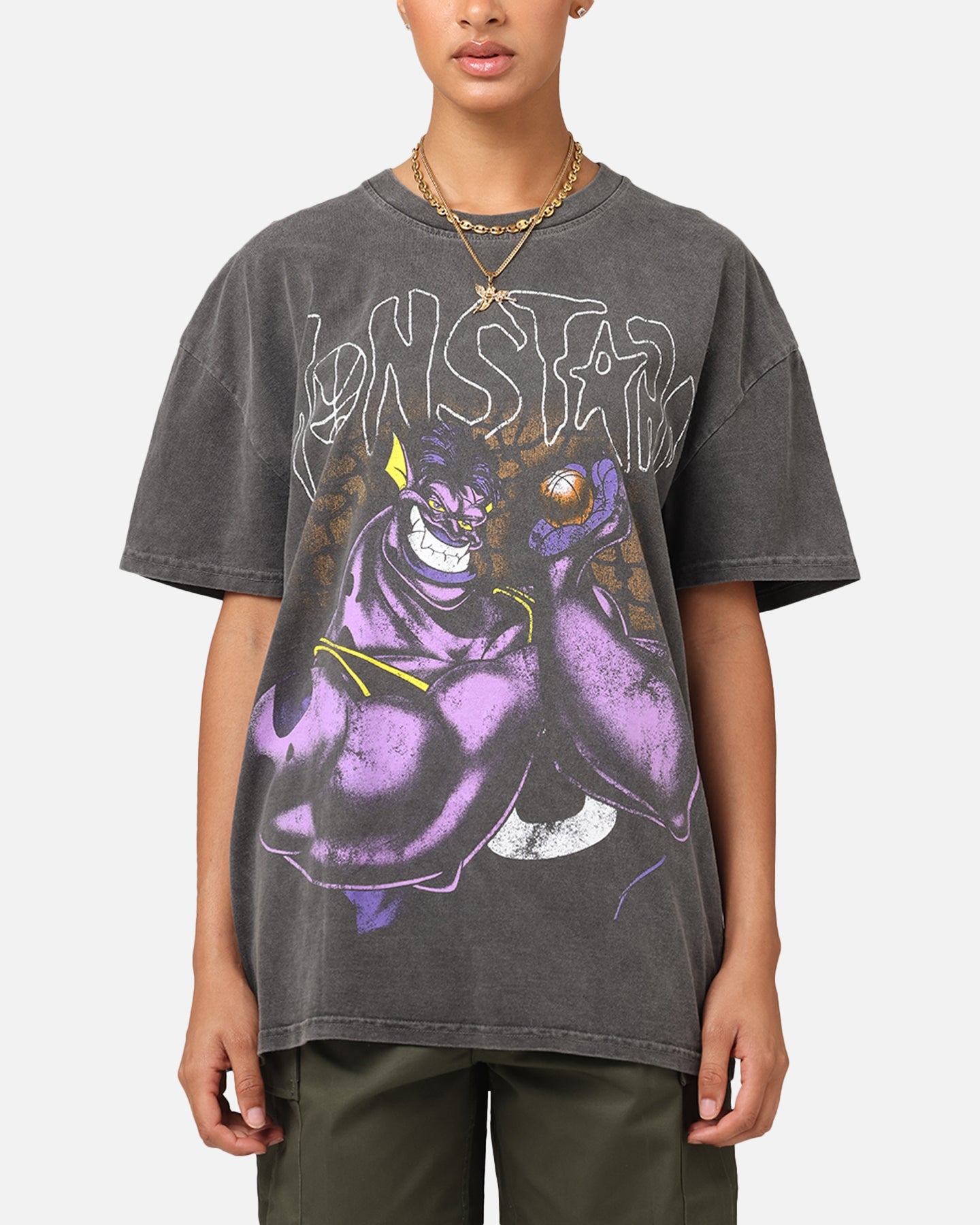 American Thrift X Space Jam Monstars Heavyweight Vintage T-Shirt Black Wash Style001