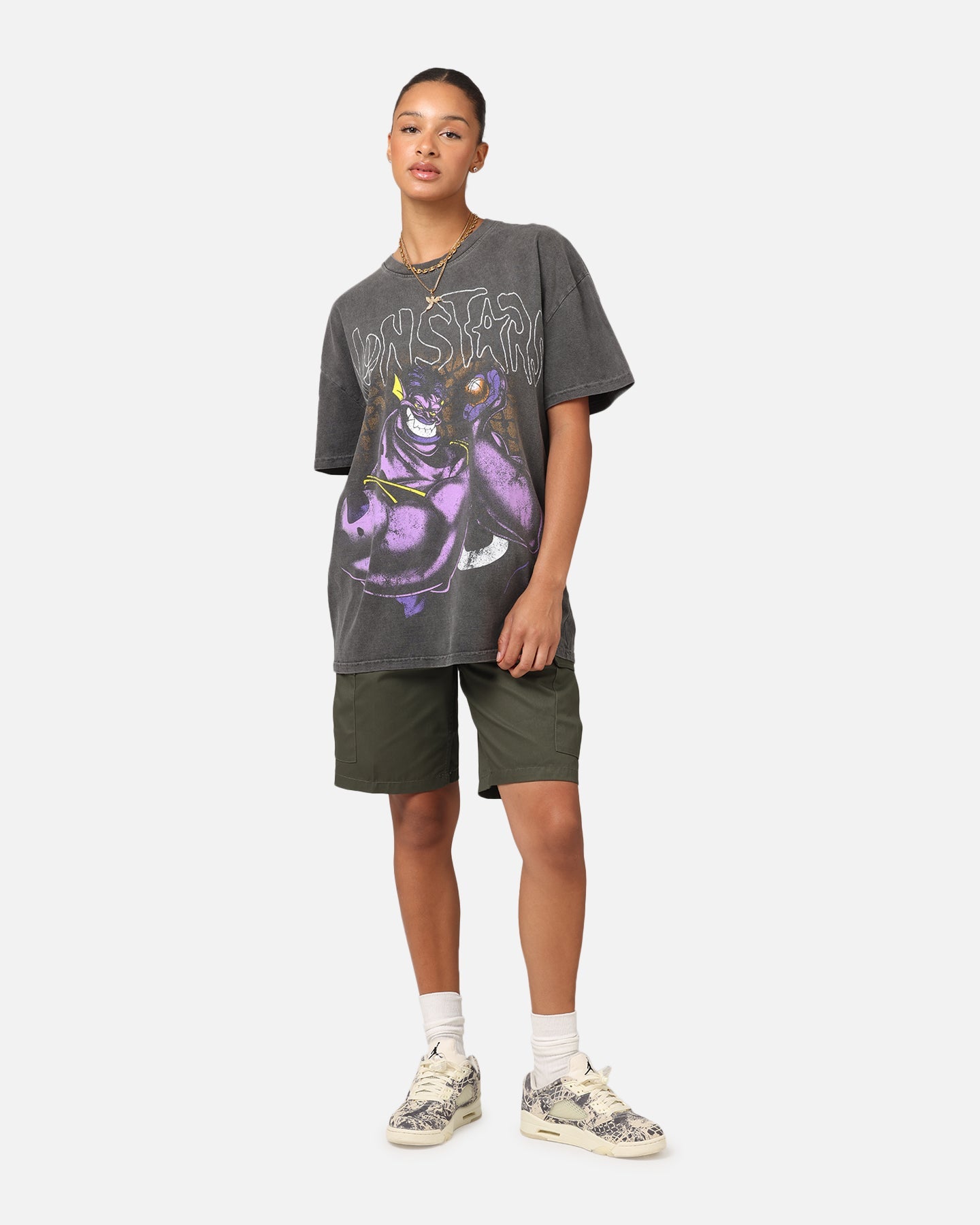 American Thrift X Space Jam Monstars Heavyweight Vintage T-Shirt Black Wash Style001