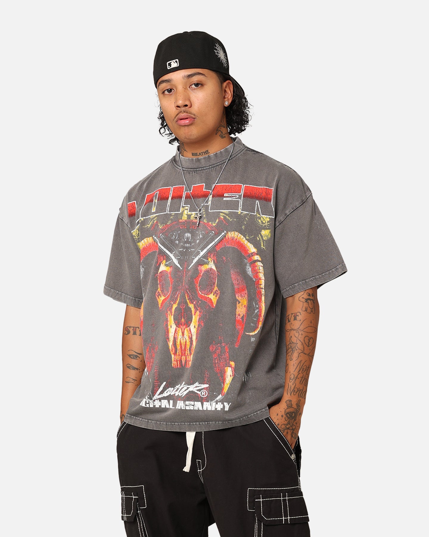 Loiter Digital Insanity Vintage T-Shirt Charcoal
