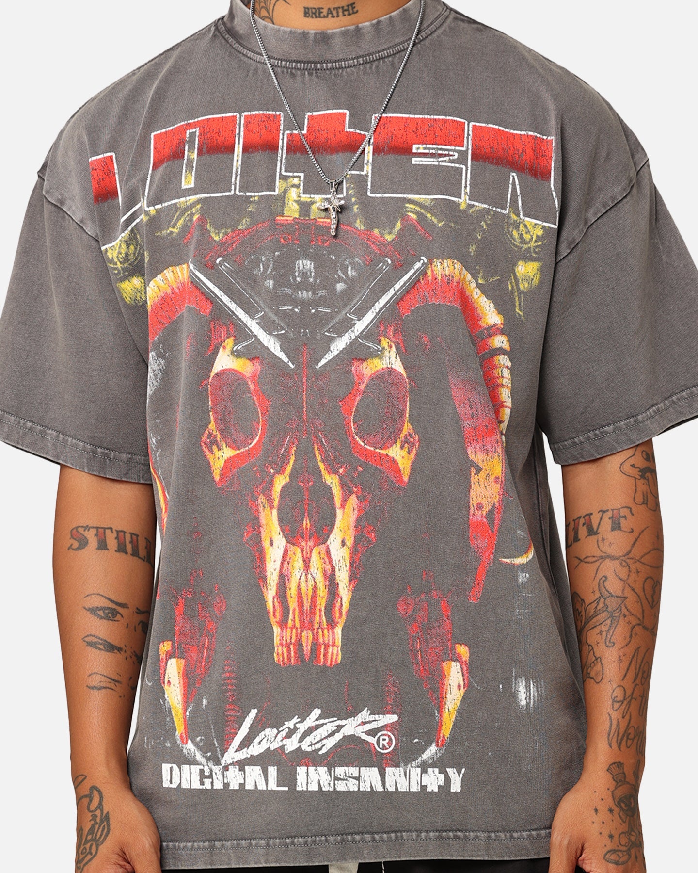Loiter Digital Insanity Vintage T-Shirt Charcoal