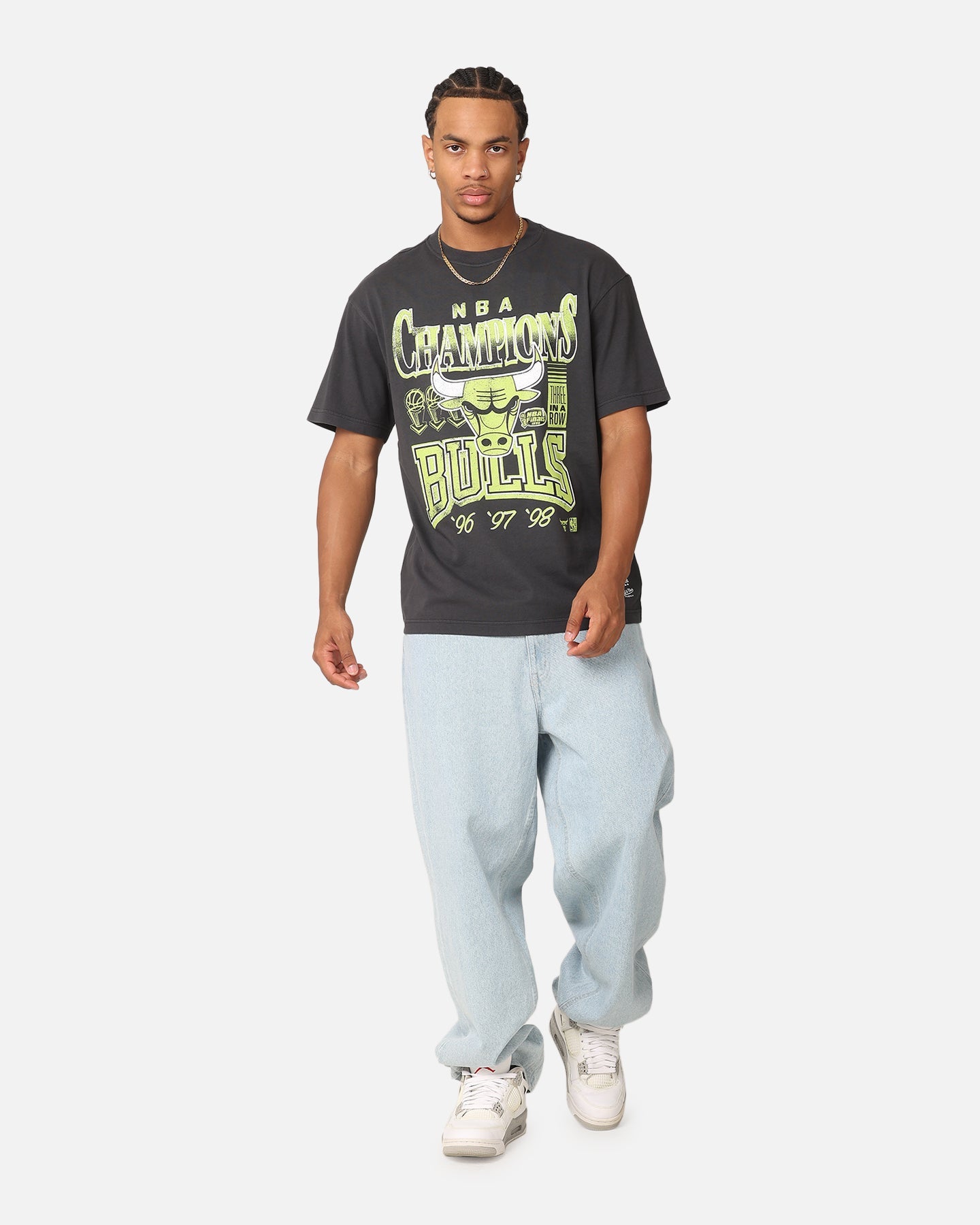 Mitchell & Ness Chicago Bulls Championship Neon T-Shirt Overdyed Black