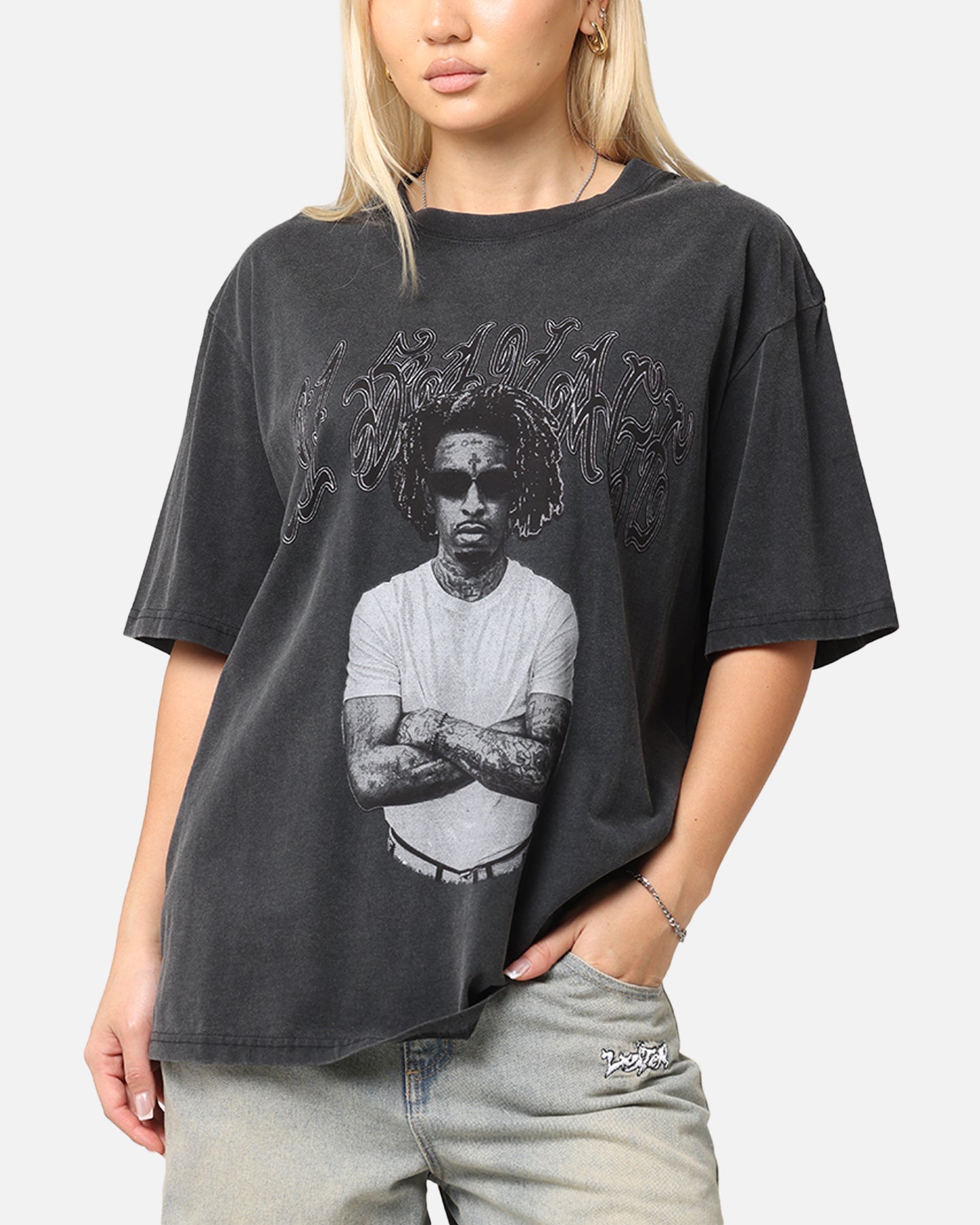 21 Savage Photo T-Shirt Washed Black Style001
