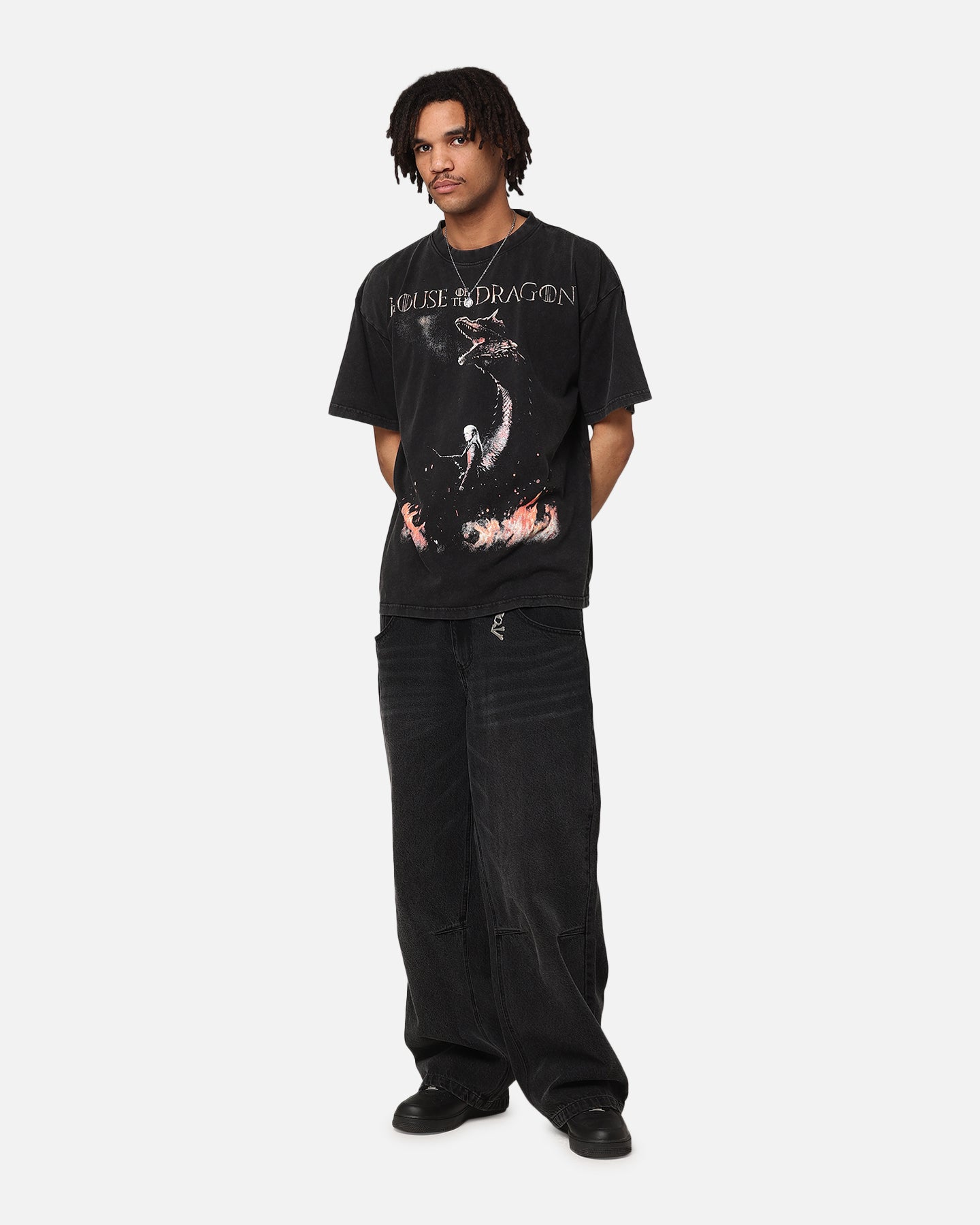 Goat Crew X House Of The Dragons Blood Vintage T-Shirt Black Acidwash