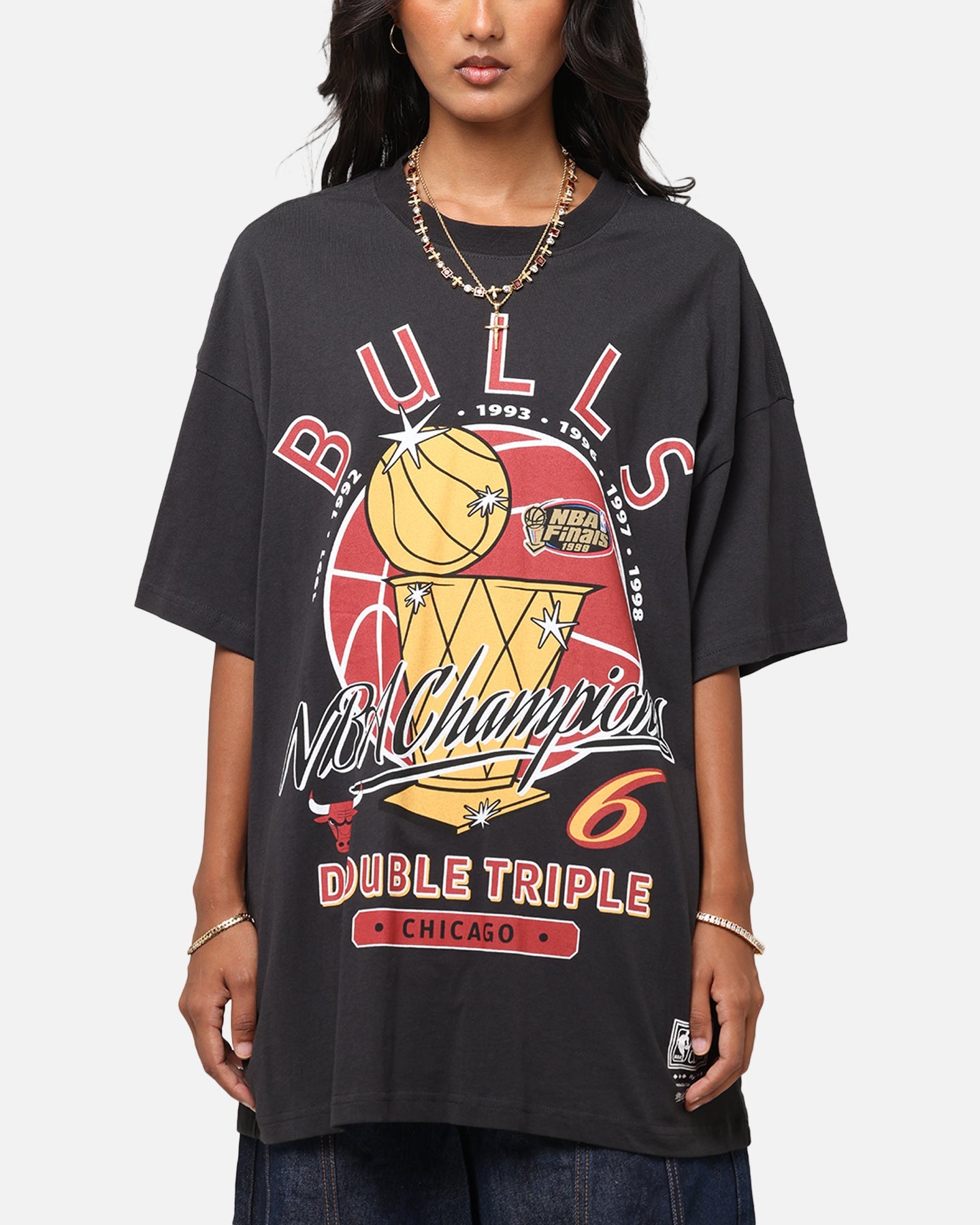 Mitchell & Ness Chicago Bulls Champions Report "Champ Pack" T-Shirt Faded Black Style001