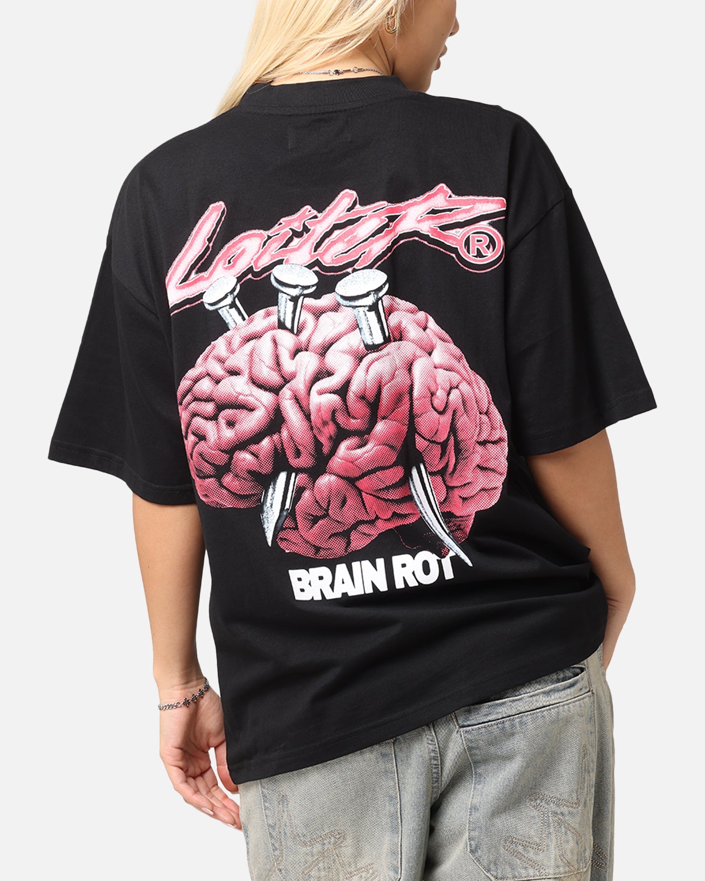 Loiter Brain Rot Vintage T-Shirt Black Style001