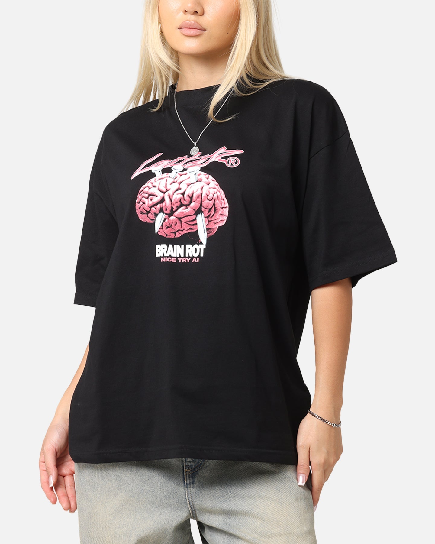 Loiter Brain Rot Vintage T-Shirt Black Style001