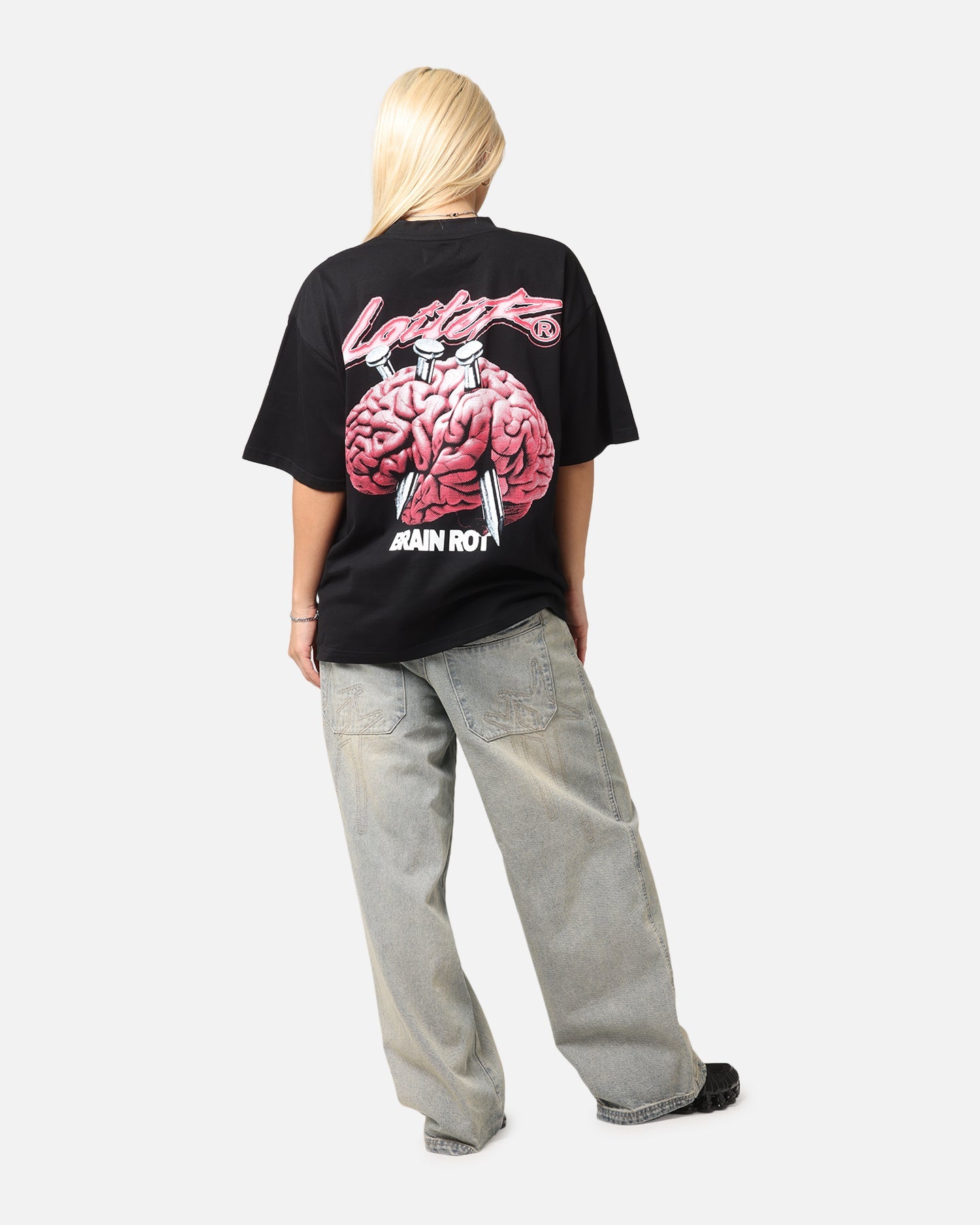 Loiter Brain Rot Vintage T-Shirt Black Style001