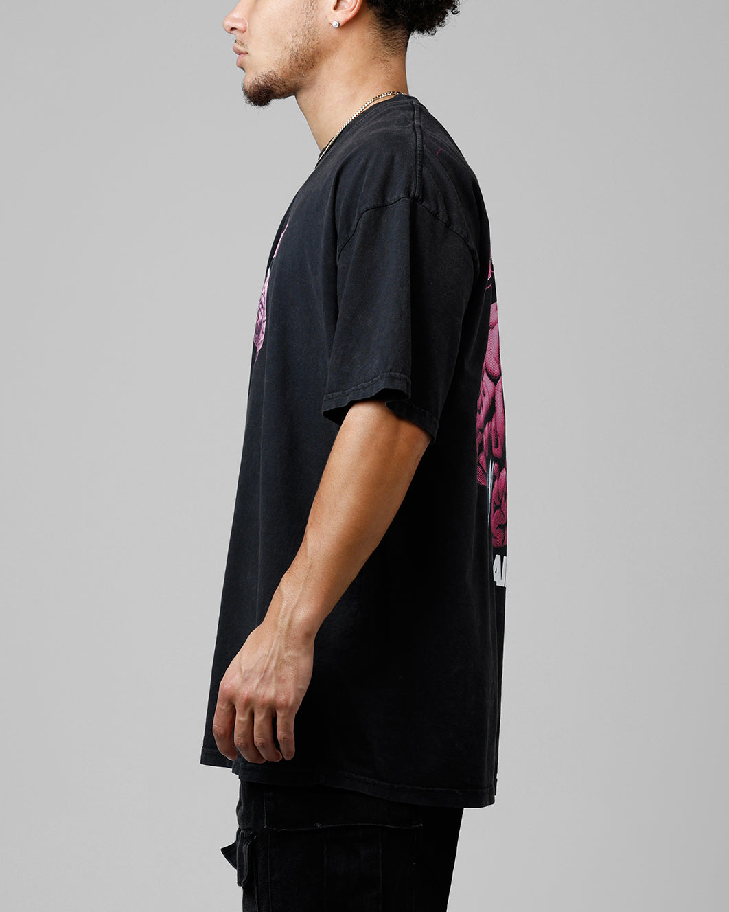 Loiter Brain Rot Vintage T-Shirt Black Acidwash
