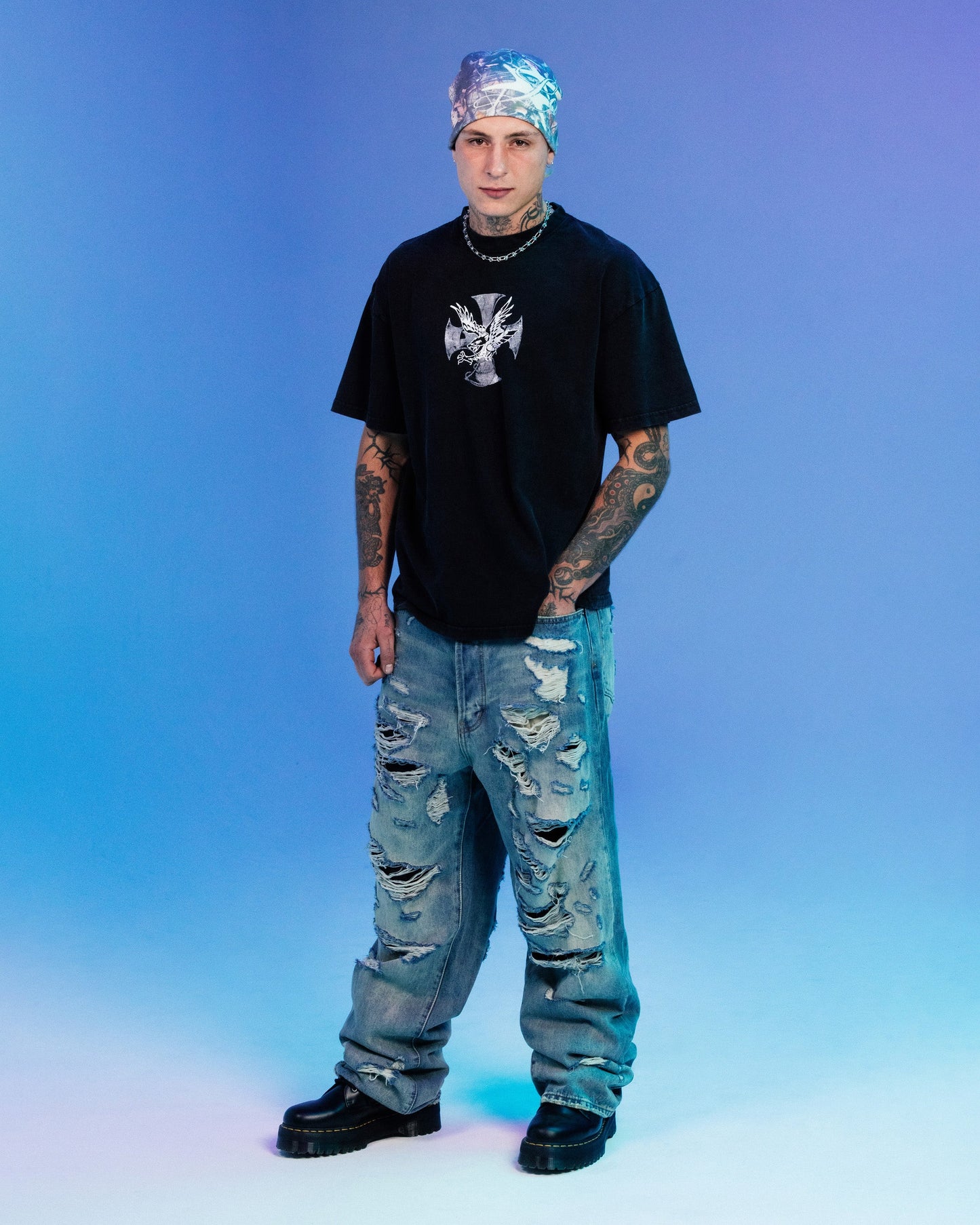 Ed Hardy By Loiter Flight Premium T-Shirt Black Acidwash