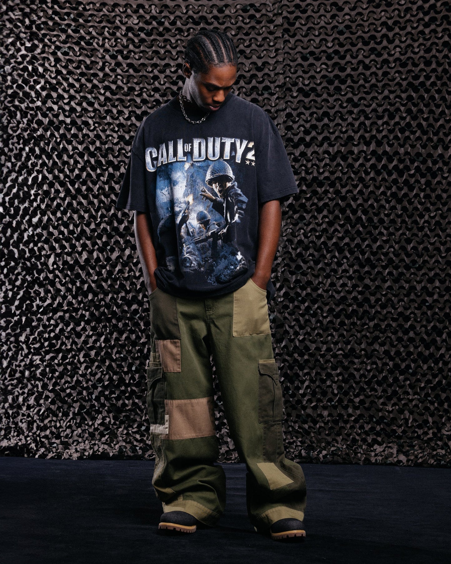 Goat Crew X Call Of Duty Call Of Duty 2 Vintage T-Shirt Black Acidwash