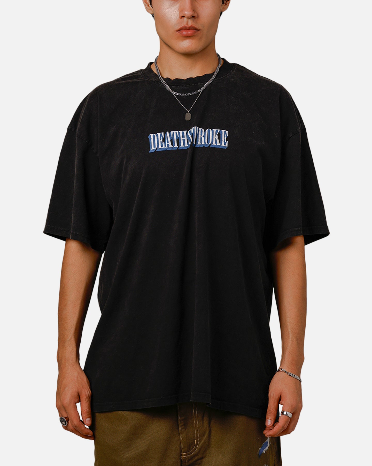 Goat Crew X DC Deathstroke Vintage T-Shirt Black Acidwash