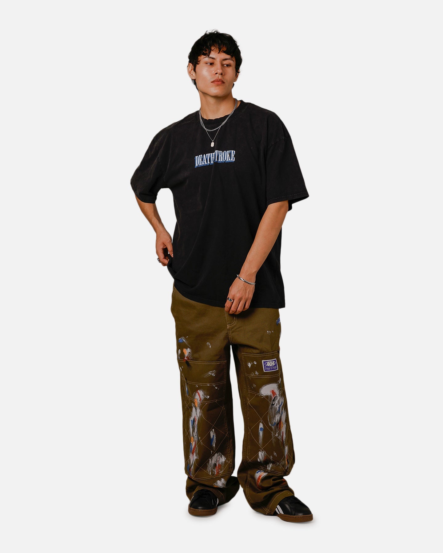 Goat Crew X DC Deathstroke Vintage T-Shirt Black Acidwash