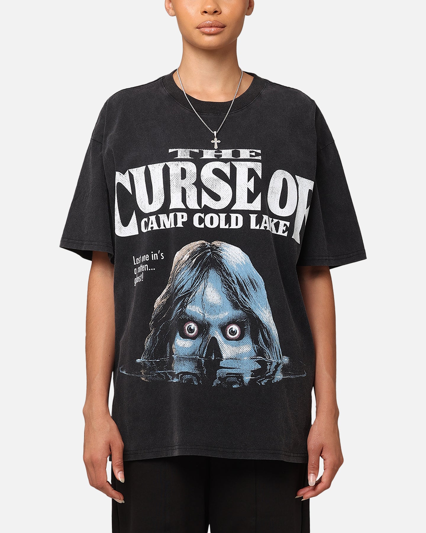 American Thrift X Goosebumps Cold Lake Heavy T-Shirt Vintage Black Style001