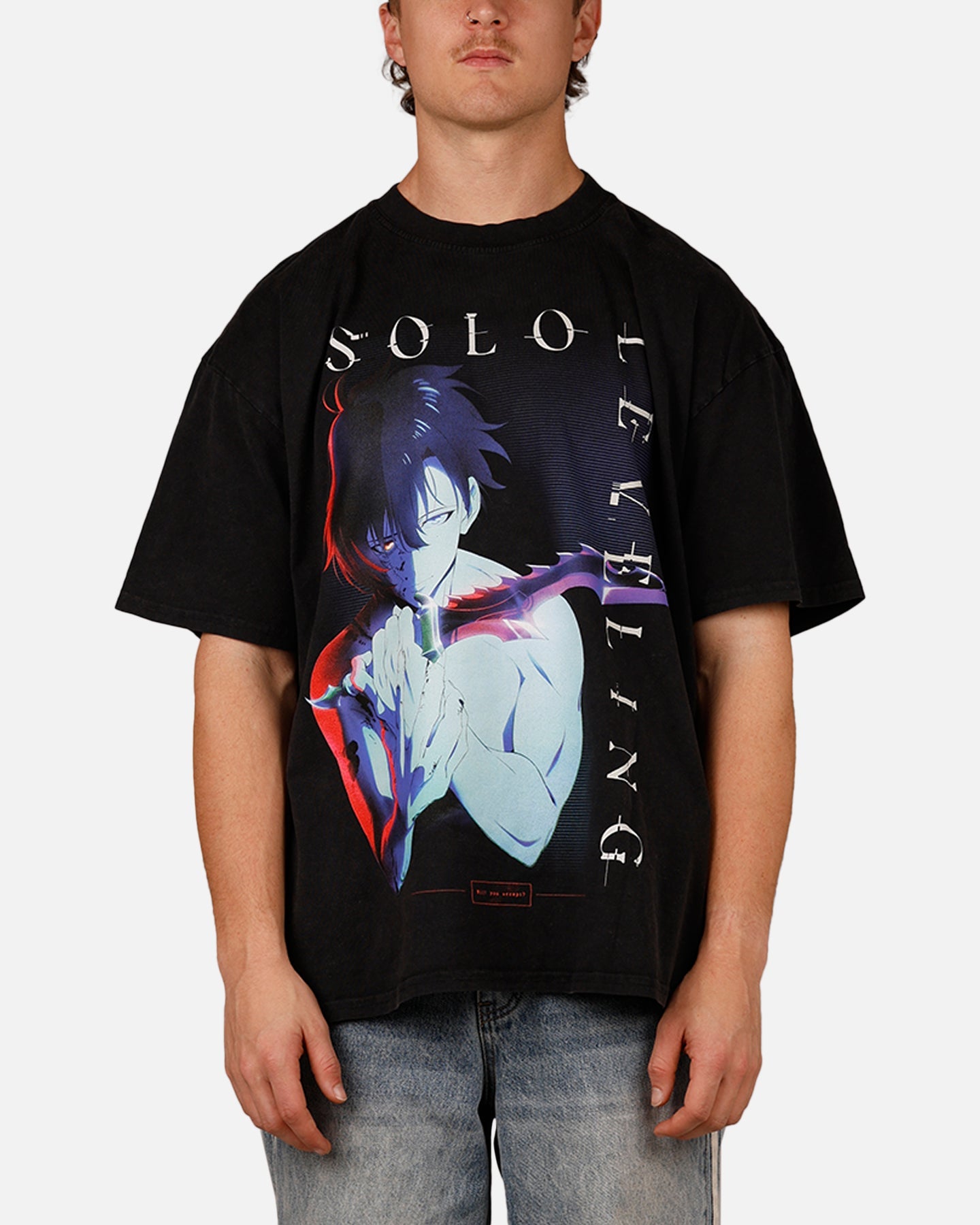 Goat Crew X Solo Leveling Solo Leveling Vintage T-Shirt Black Acidwash