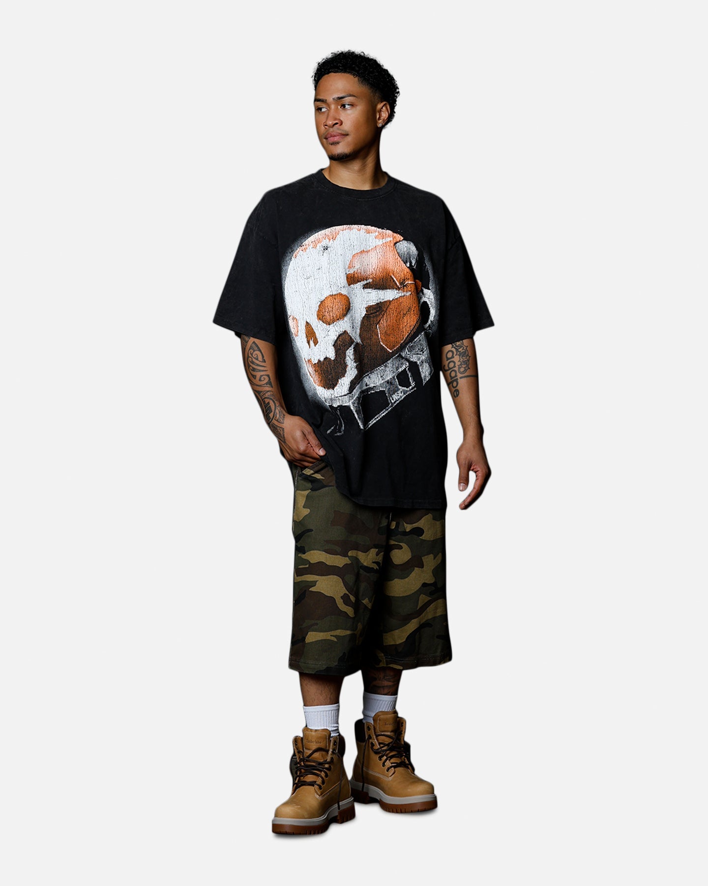 Goat Crew X Halo Halo Reach Emilie Big Head Vintage T-Shirt Black Acidwash