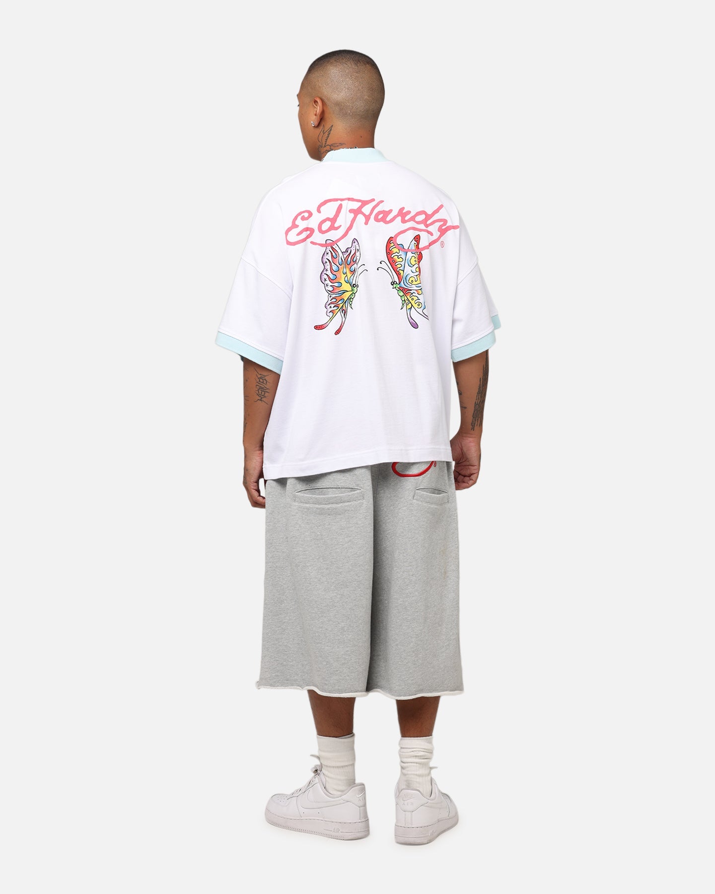 Ed Hardy Butterfly Ringer T-Shirt White