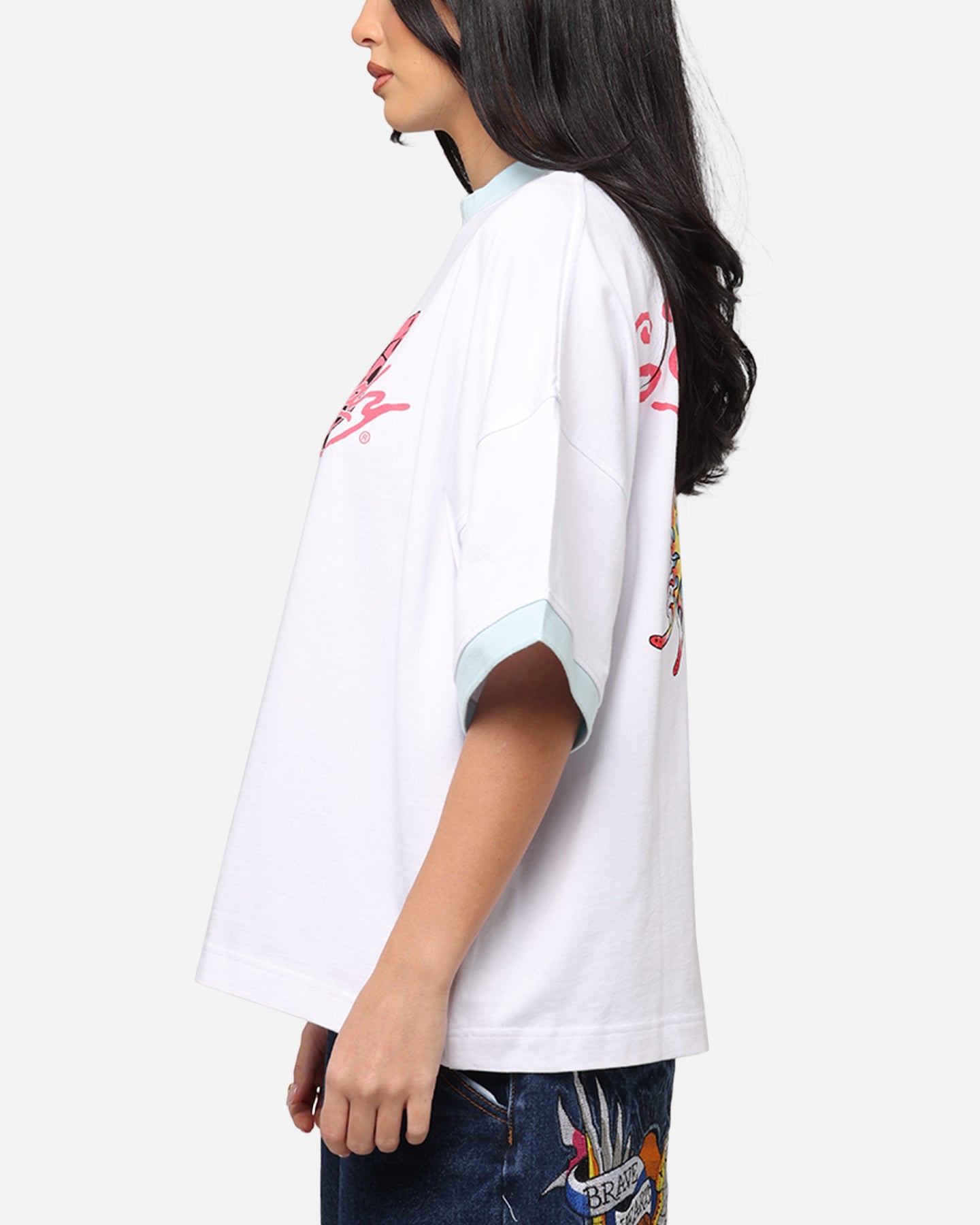 Ed Hardy Butterfly Ringer T-Shirt White Style001