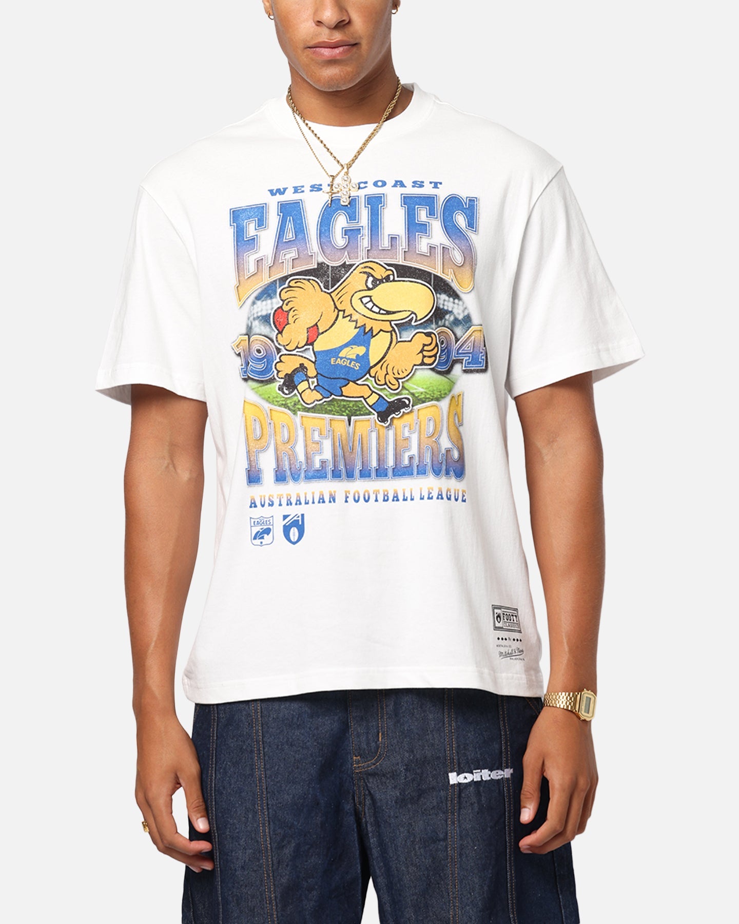 Mitchell & Ness West Coast Eagles Mascot T-Shirt Vintage White
