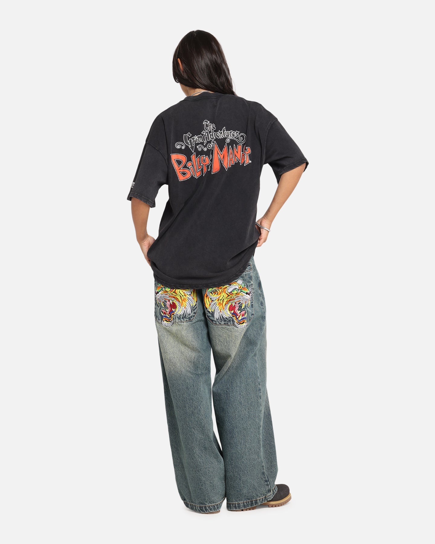 73 Studio X Cartoon Network Bill & Mandy Box Logo Vintage T-Shirt Black Acidwash Style001