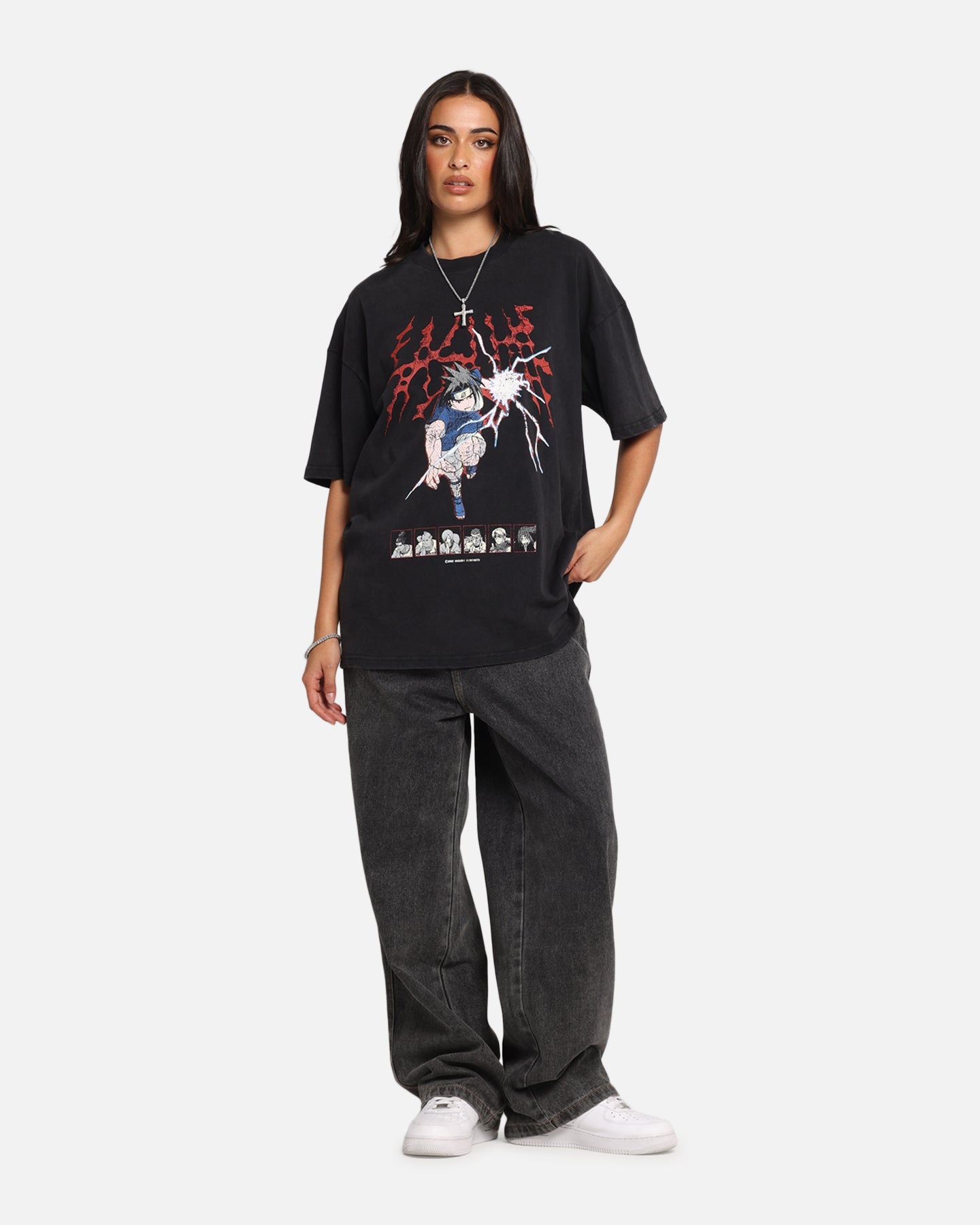 73 Studio X Naruto Sasuke Abandon Vintage T-Shirt Black Acidwash Style001