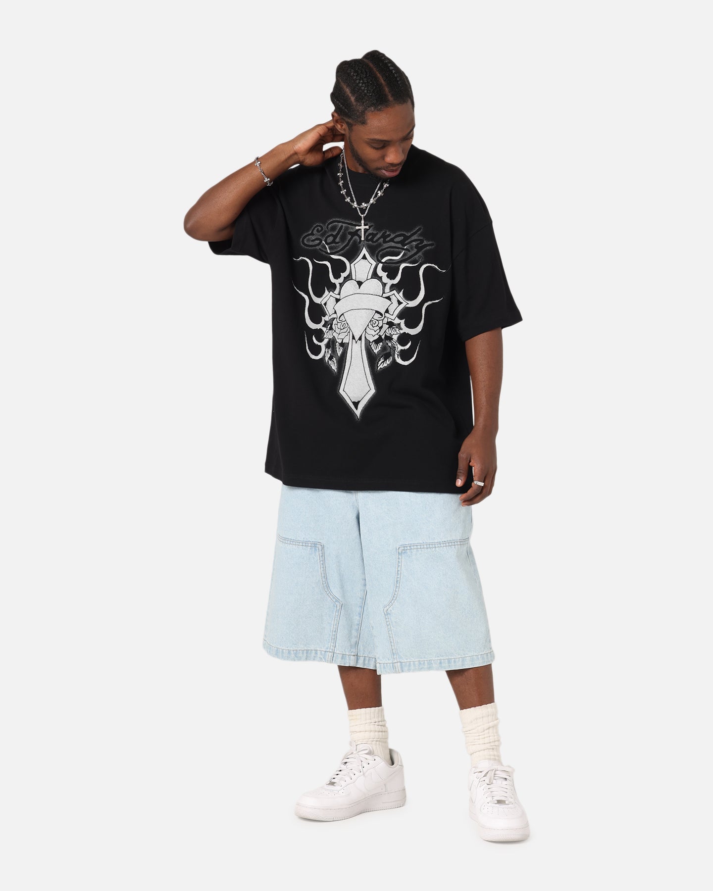 Ed Hardy Cross My Heart T-Shirt Black