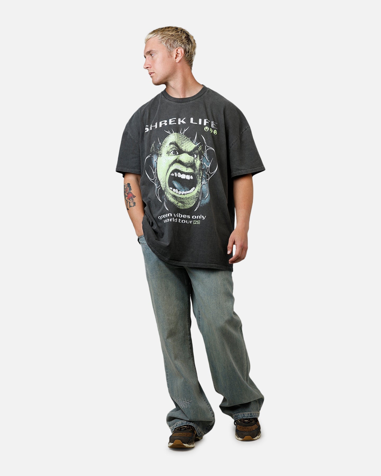 73 Studio X Shrek Rave Vintage T-Shirt Black Wash