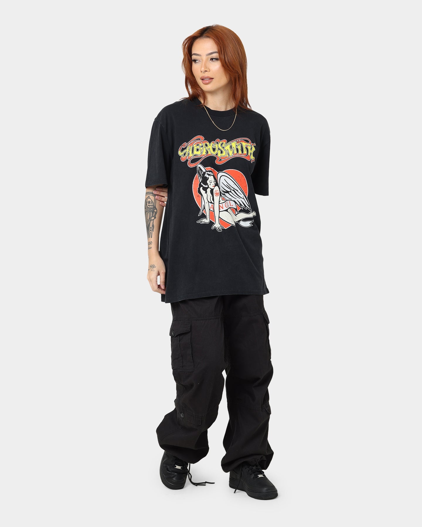 Aerosmith Angel Heart Vintage T-Shirt Washed Black Style001