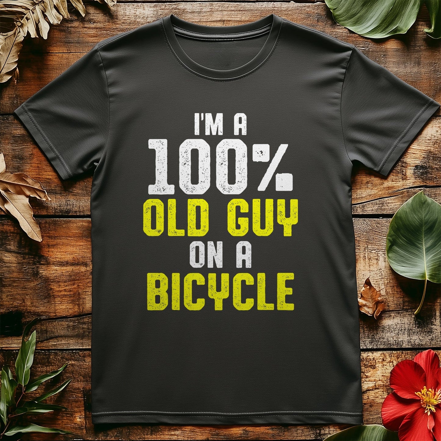 100% Old Guy on a Bicycle T-shirt