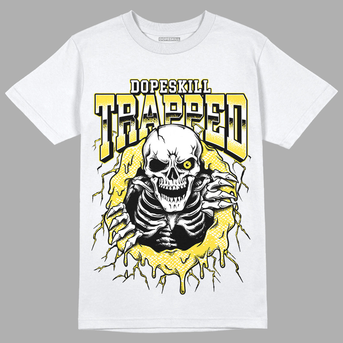 Yellow Snakeskin 11s DopeSkill T-Shirt Trapped Halloween Graphic