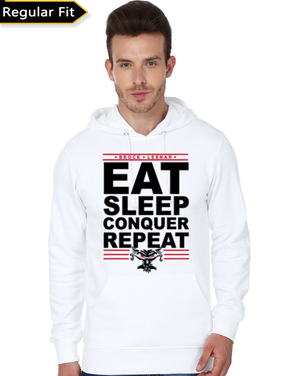 Eat Sleep Conquer Repeat White Hoodie