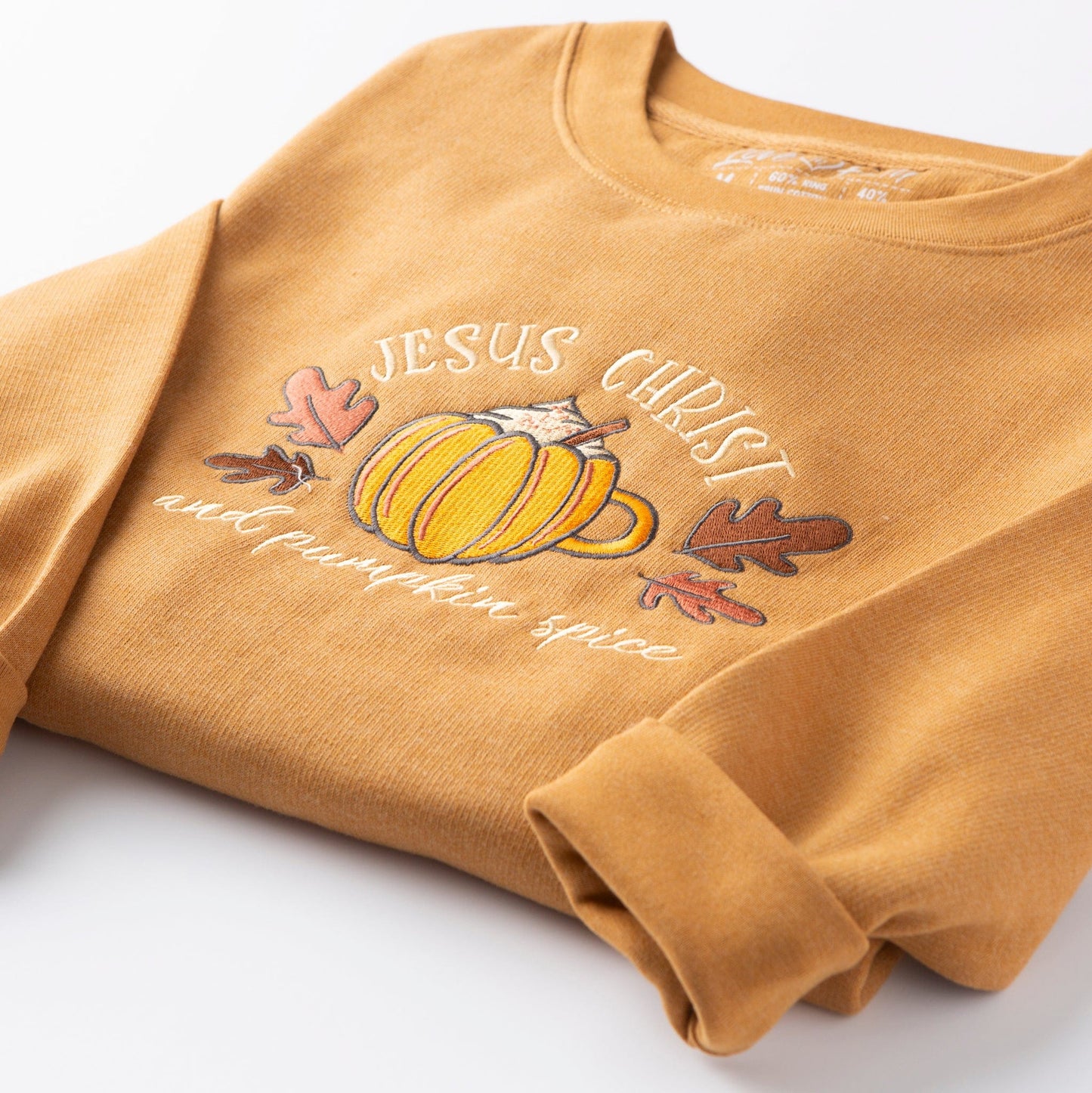 Embroidered Jesus Christ & Pumpkin Spice Sweatshirt Style001