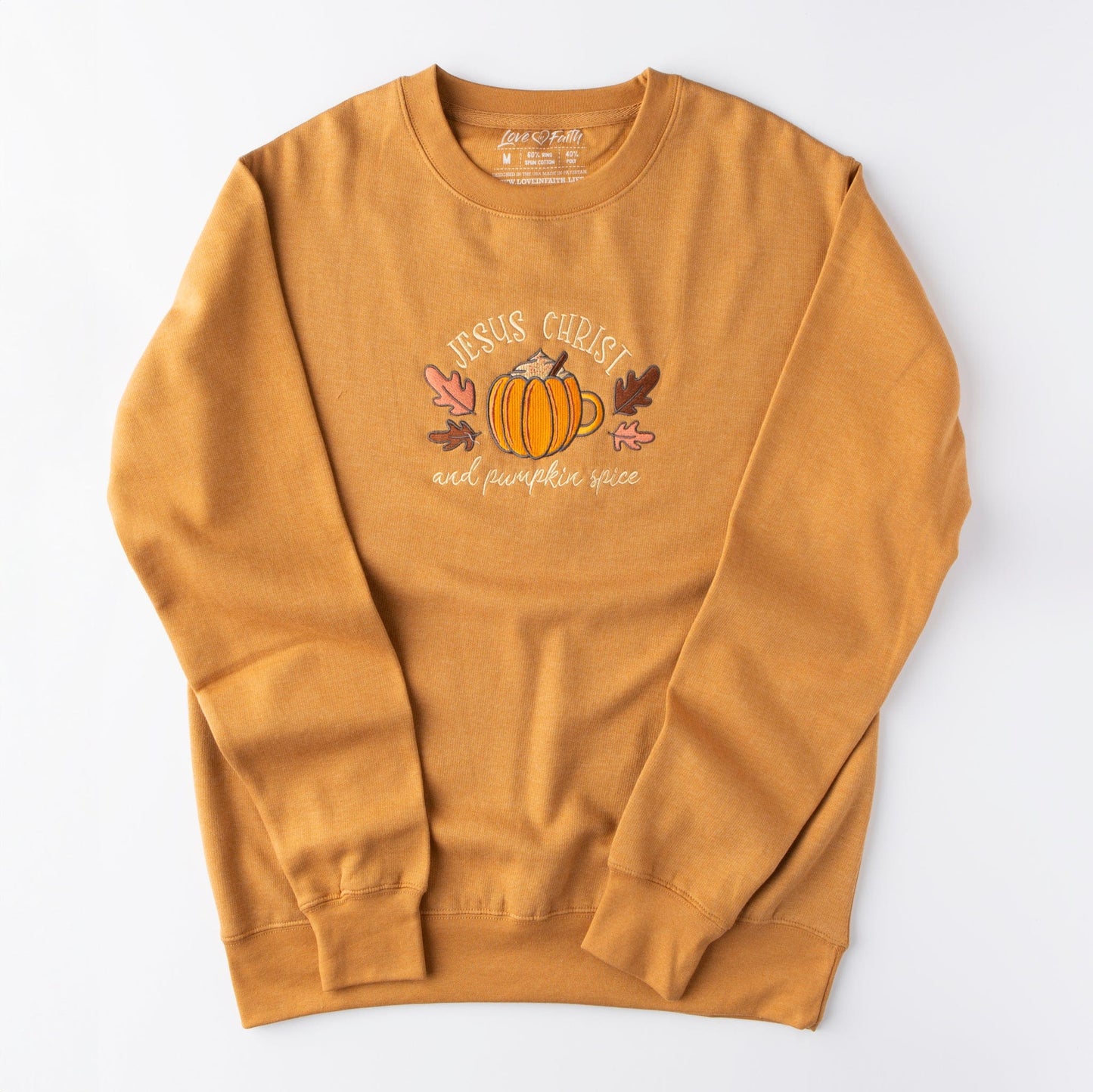 Embroidered Jesus Christ & Pumpkin Spice Sweatshirt Style001