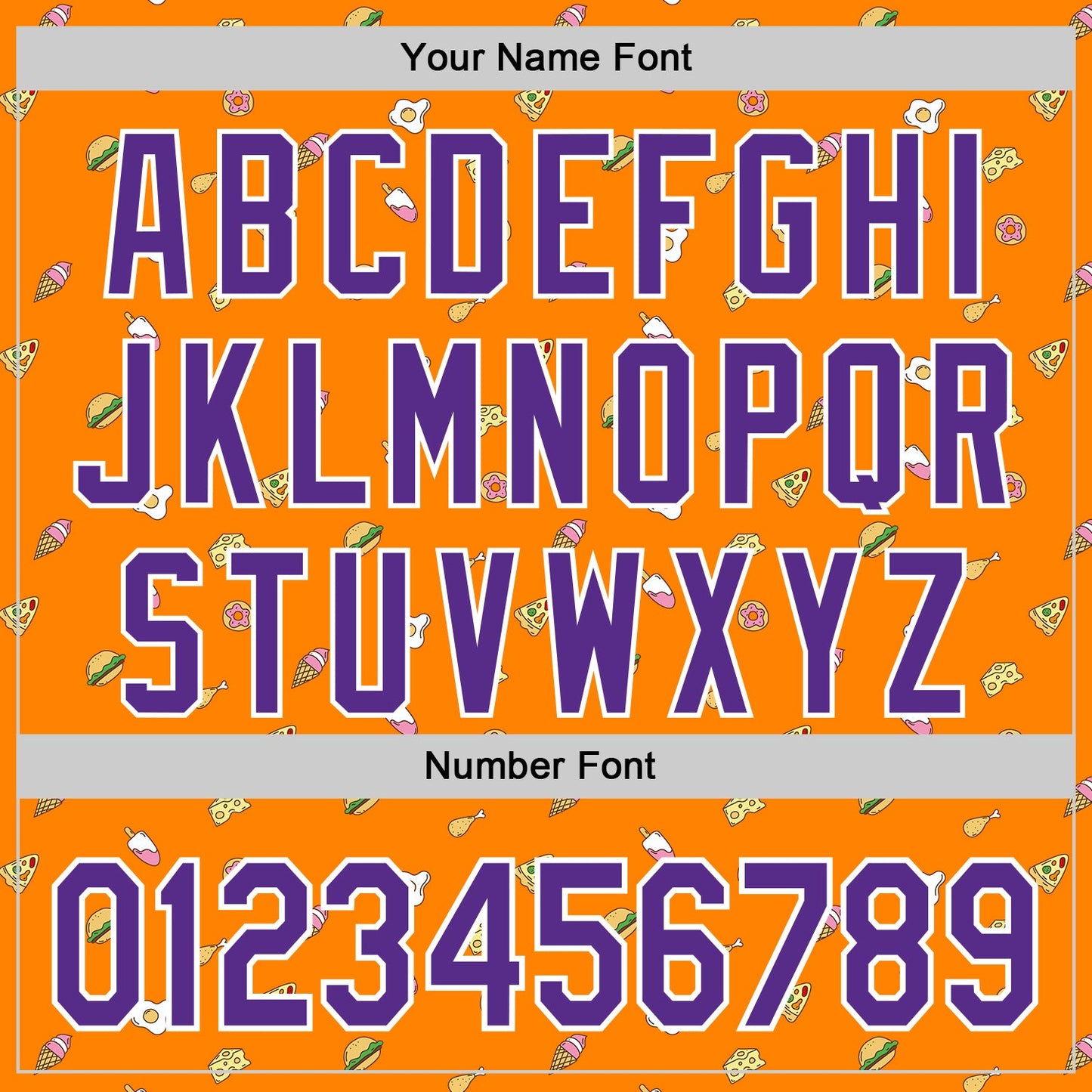 Custom Bay Orange Purple-White 3D Pattern Design Foodie Fast Food Cheese Pizza Dessert Ice Cream Authentic Baseball Jersey